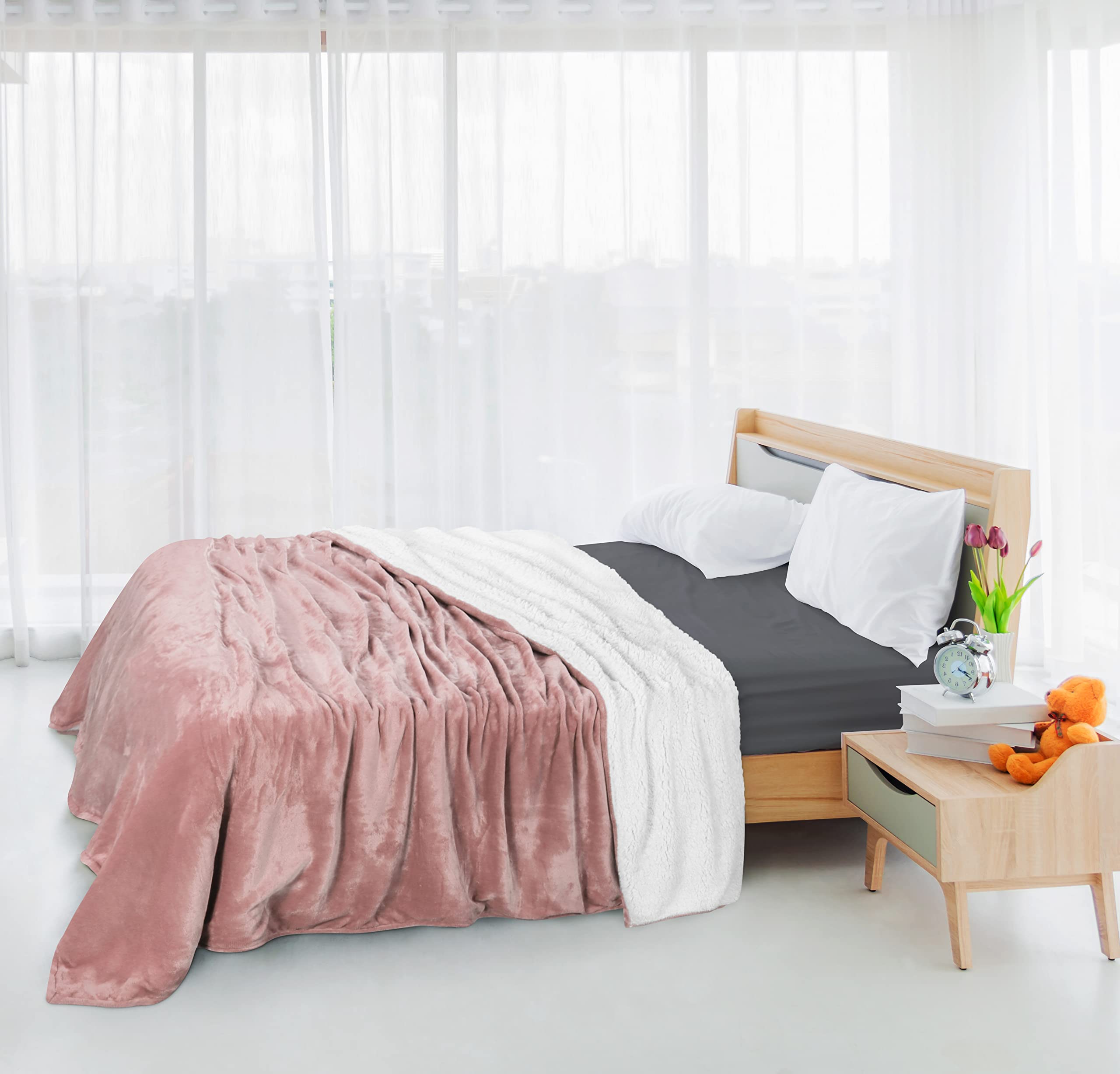 Foto 8 pulgar | Manta Utopia Bedding Sherpa, Tamaño Doble, Rosa, 168 X 152 Cm - Venta Internacional.
