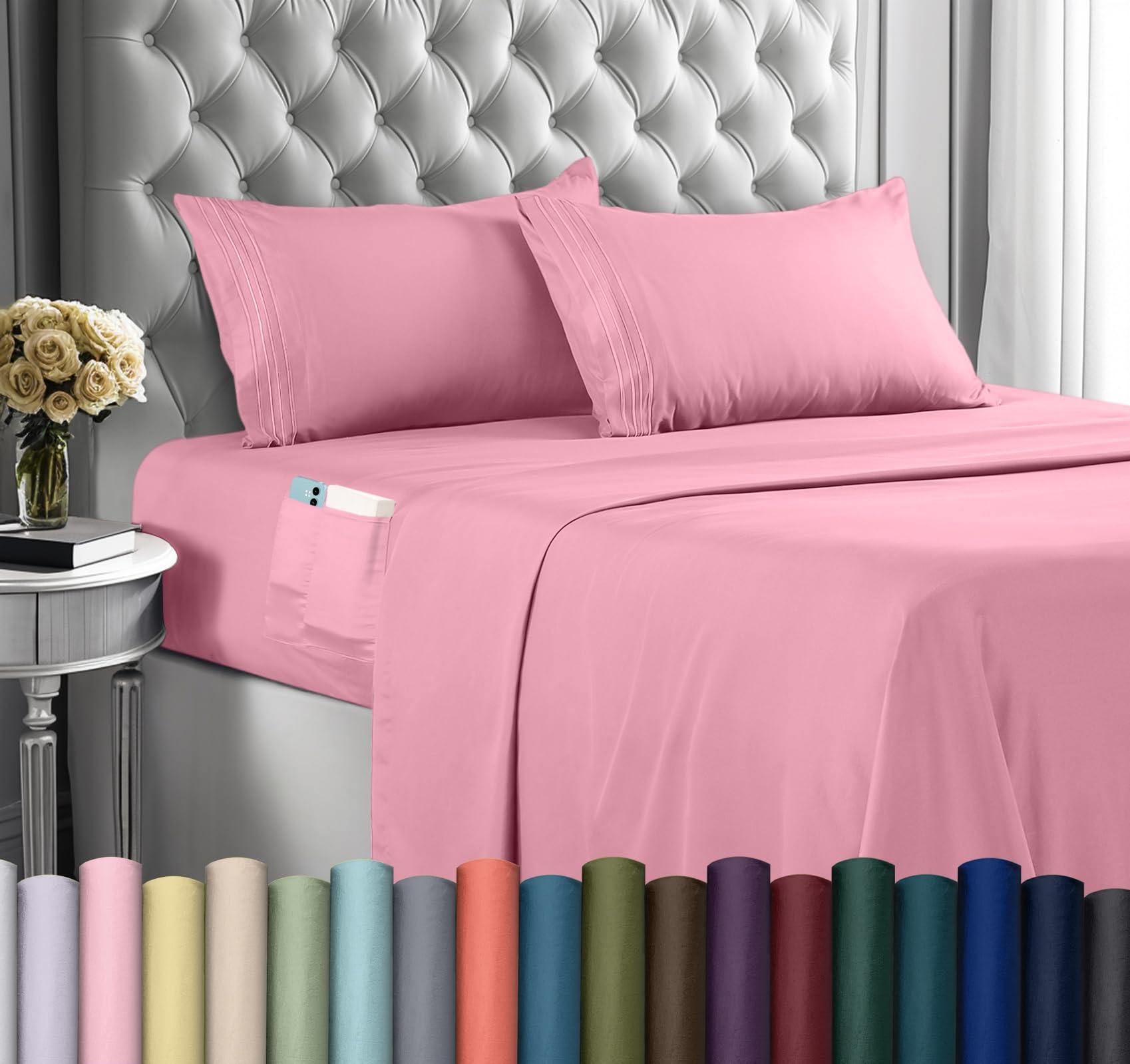 Foto 2 pulgar | Juego De Sábanas Utopia Bedding Queen Soft De Microfibra, 4 Piezas, Color Rosa - Venta Internacional.