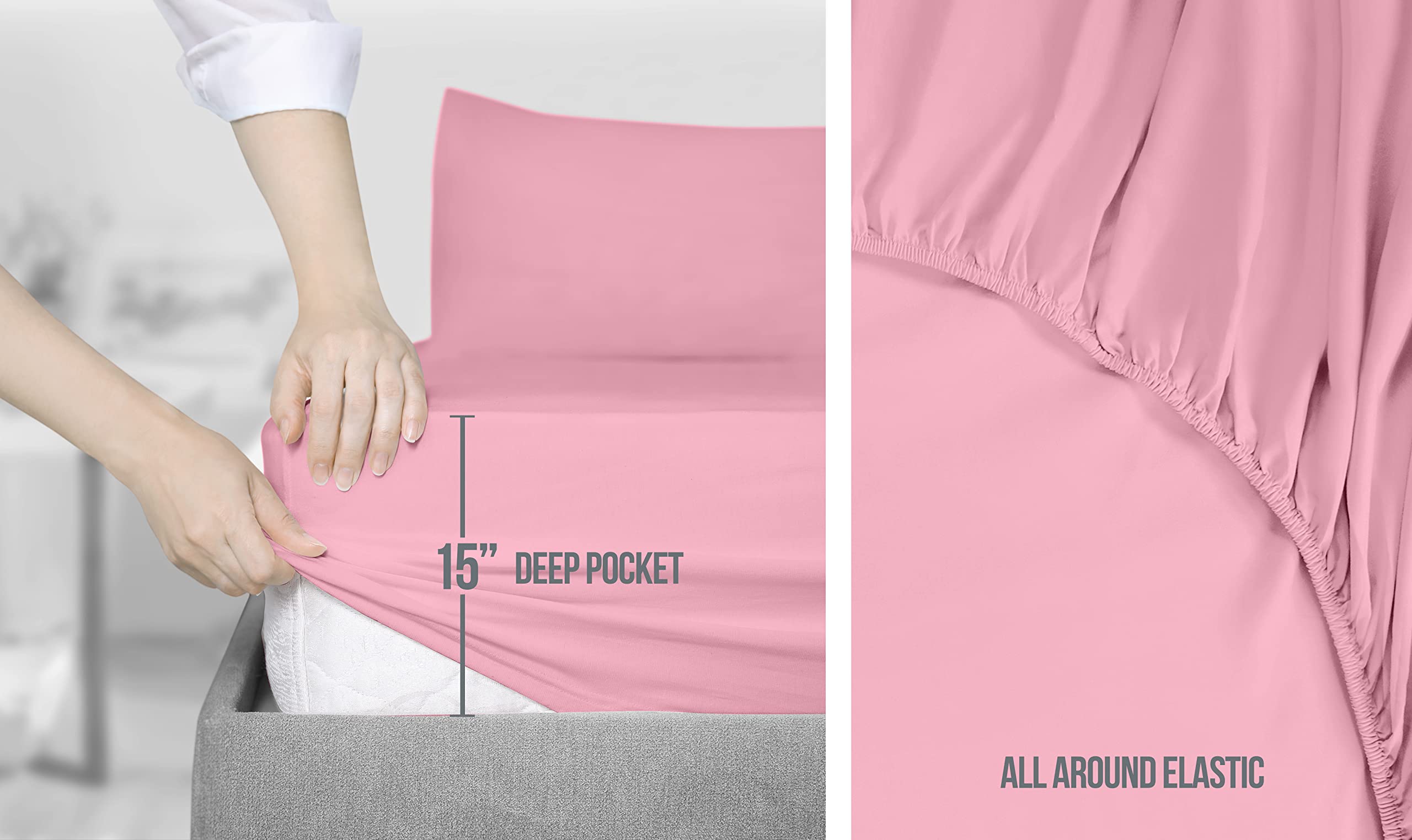 Foto 5 pulgar | Juego De Sábanas Utopia Bedding Queen Soft De Microfibra, 4 Piezas, Color Rosa - Venta Internacional.