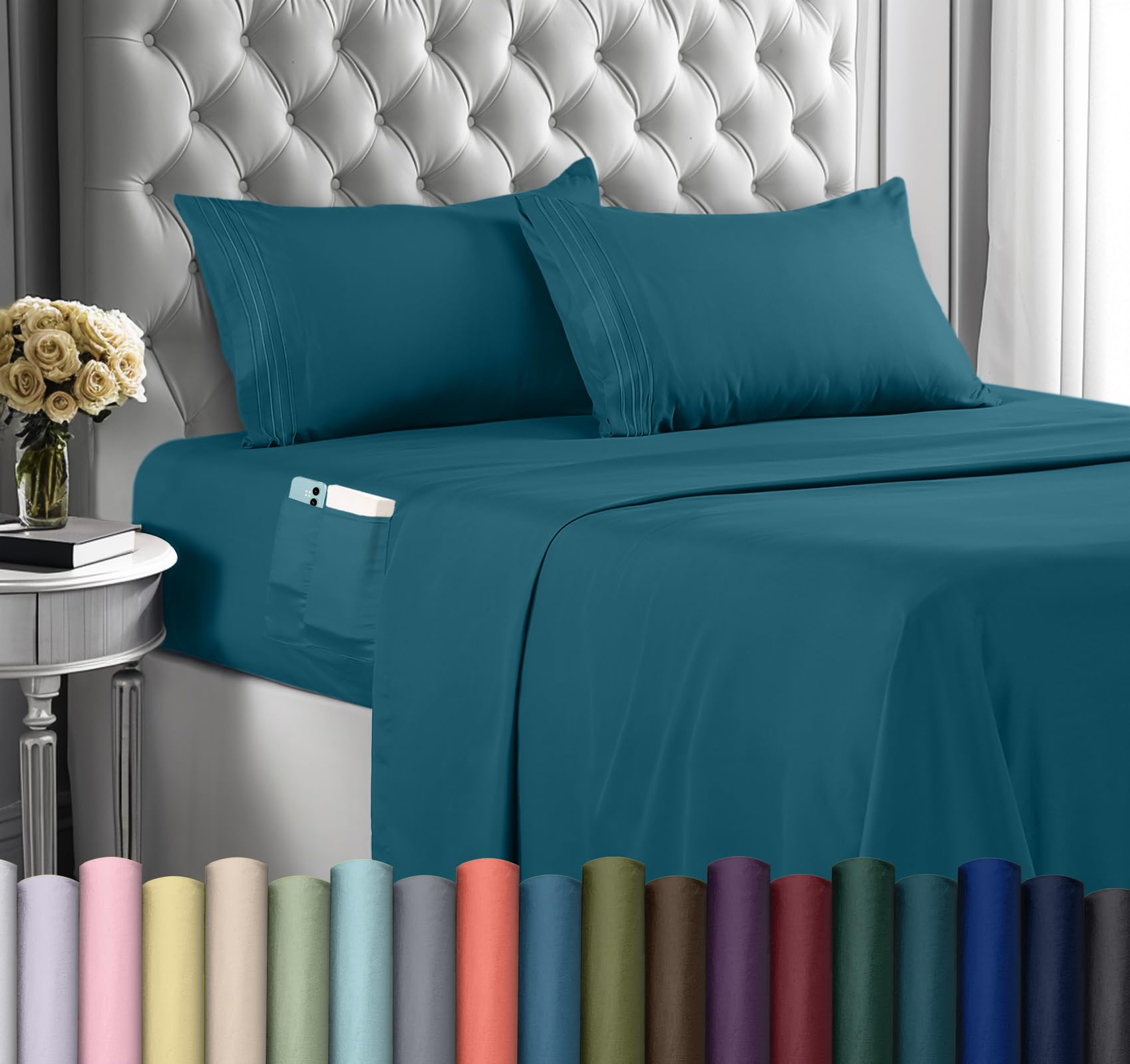 Foto 2 pulgar | Juego De Sábanas Utopia Bedding Queen De Microfibra, 4 Piezas, Azul Vaquero - Venta Internacional.