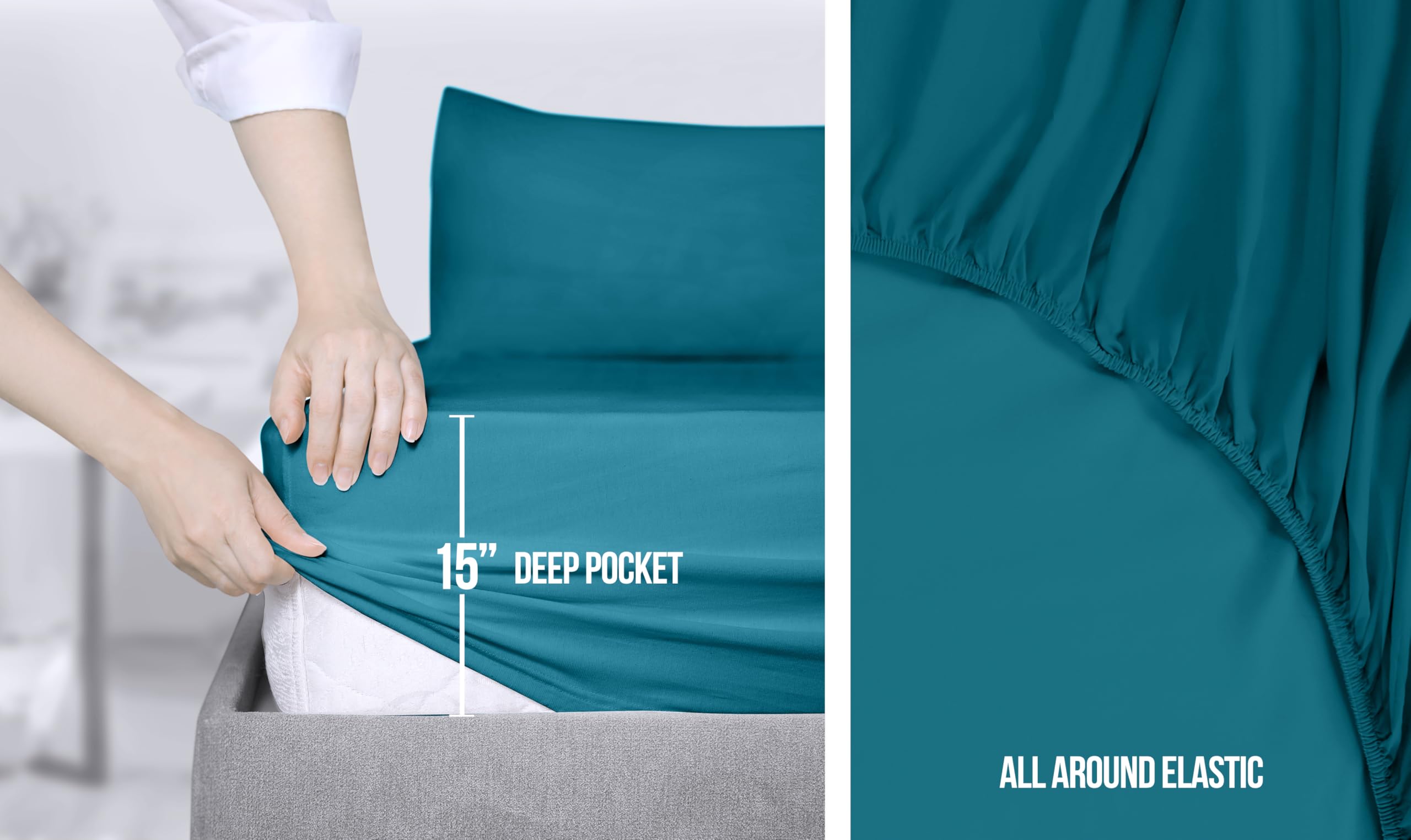Foto 5 pulgar | Juego De Sábanas Utopia Bedding Queen De Microfibra, 4 Piezas, Azul Vaquero - Venta Internacional.