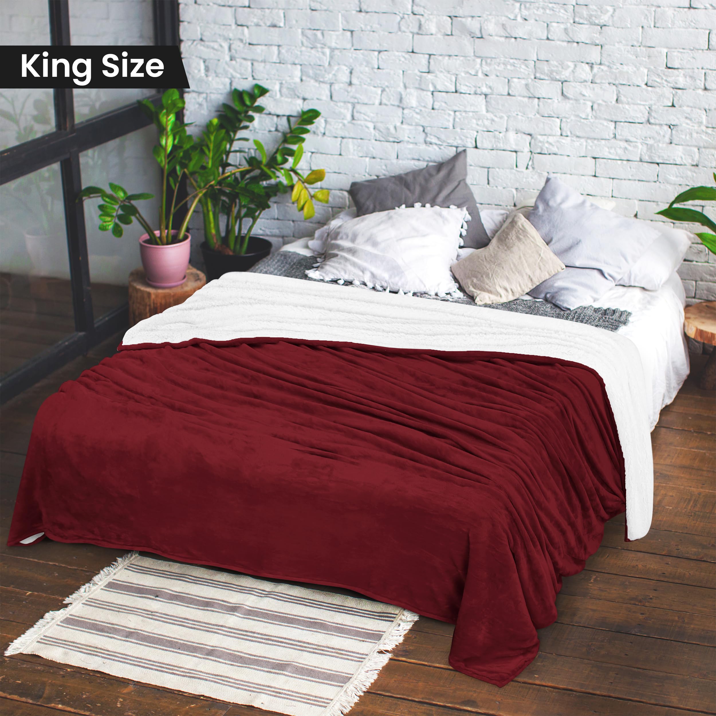 Foto 3 pulgar | Colcha Utopia Sherpa King, Talla King, 229 X 259 Cm, Color Rojo - Venta Internacional.