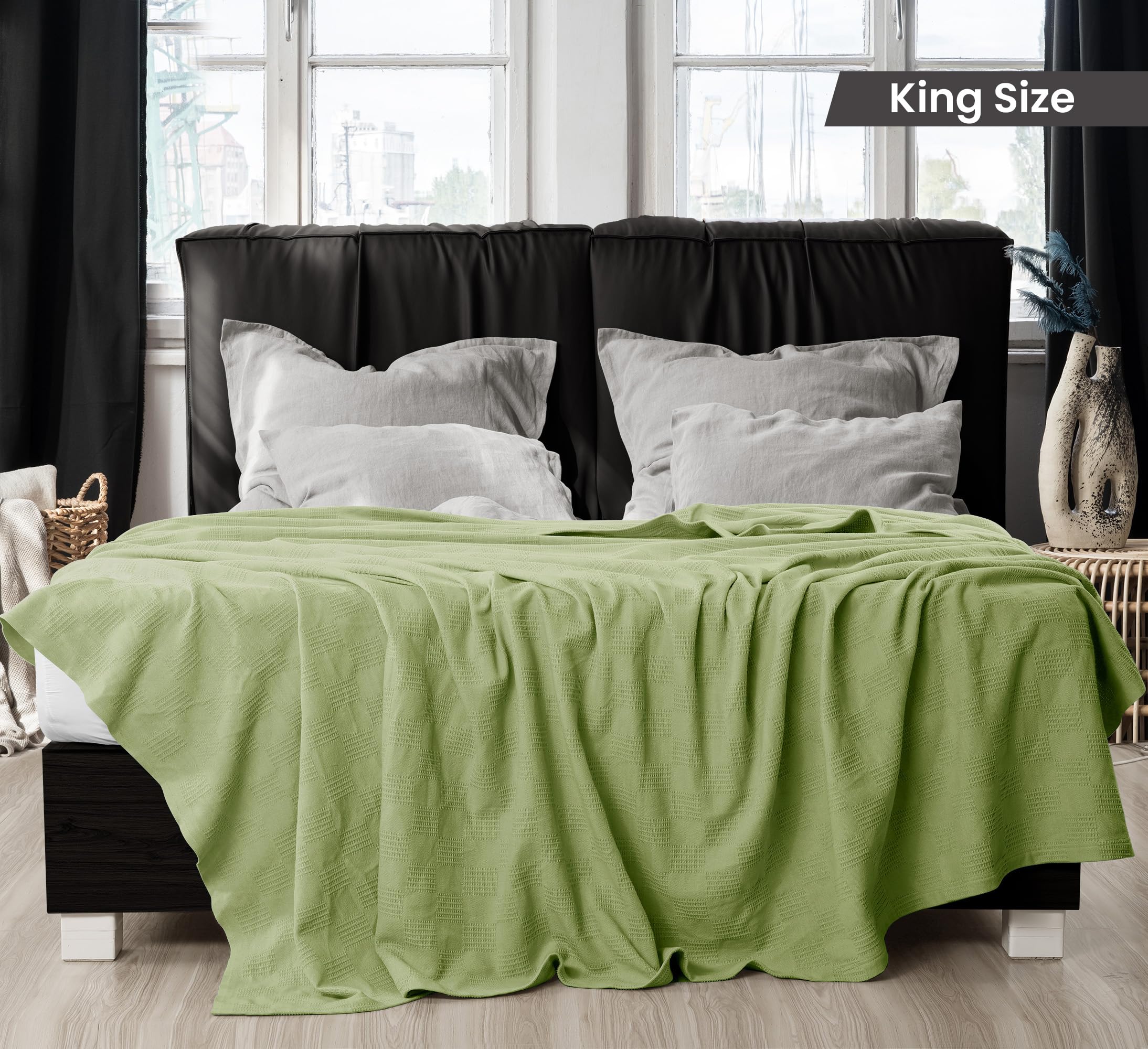 Foto 2 | Ropa De Cama Blanket Utopia, 100% Algodón, Color Verde Salvia, Tamaño King, 230 X 275 Cm - Venta Internacional.