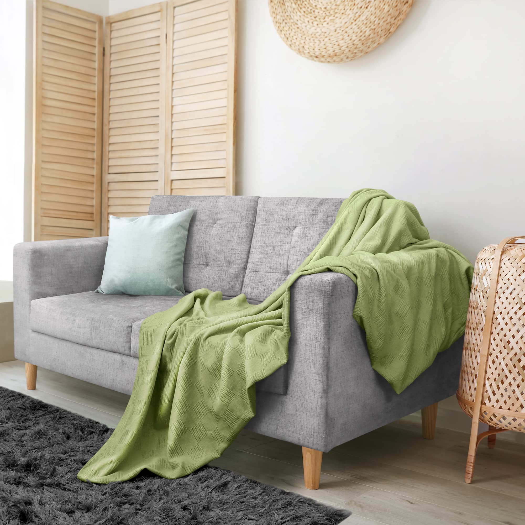 Foto 6 pulgar | Ropa De Cama Blanket Utopia, 100% Algodón, Color Verde Salvia, Tamaño King, 230 X 275 Cm - Venta Internacional.