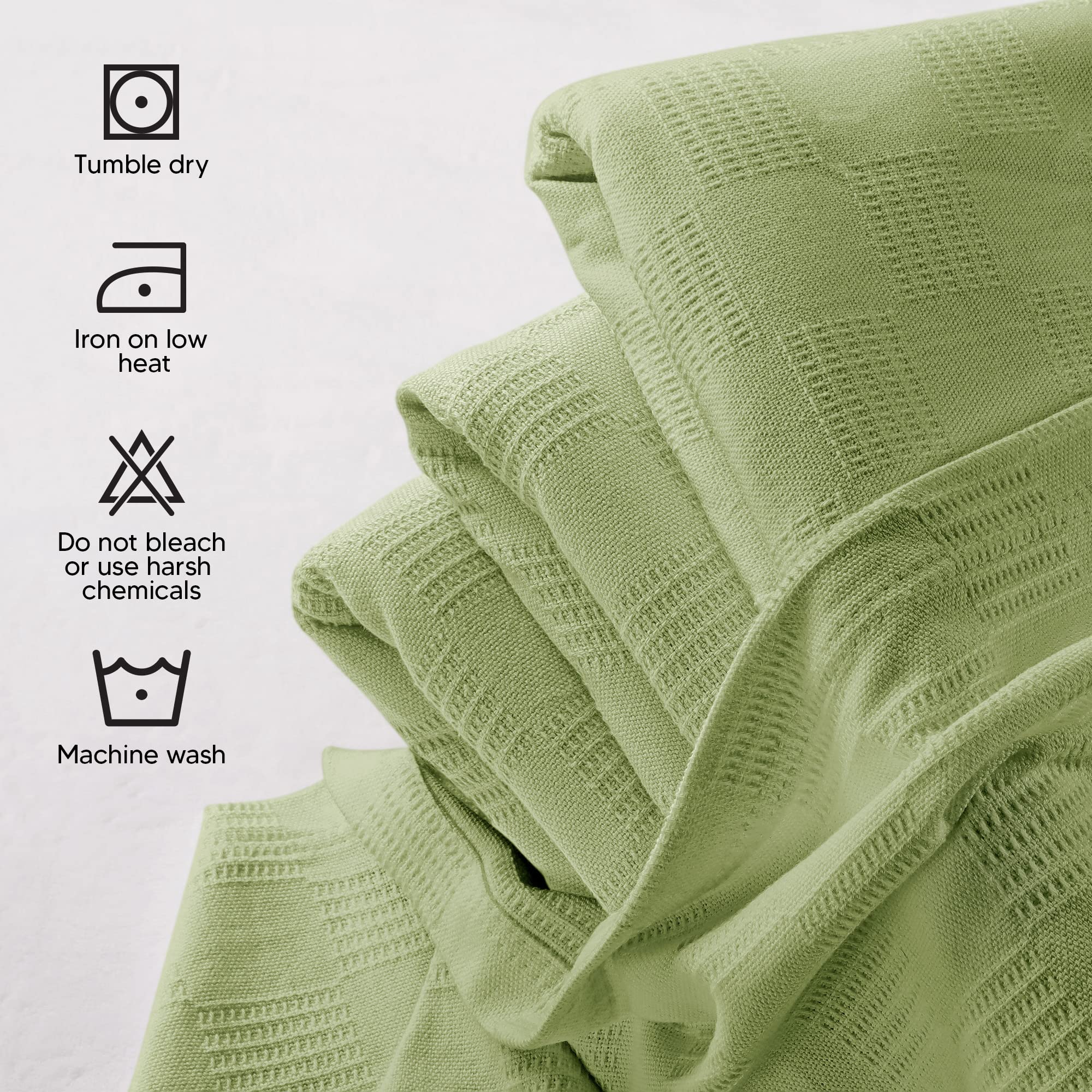 Foto 7 pulgar | Ropa De Cama Blanket Utopia, 100% Algodón, Color Verde Salvia, Tamaño King, 230 X 275 Cm - Venta Internacional.