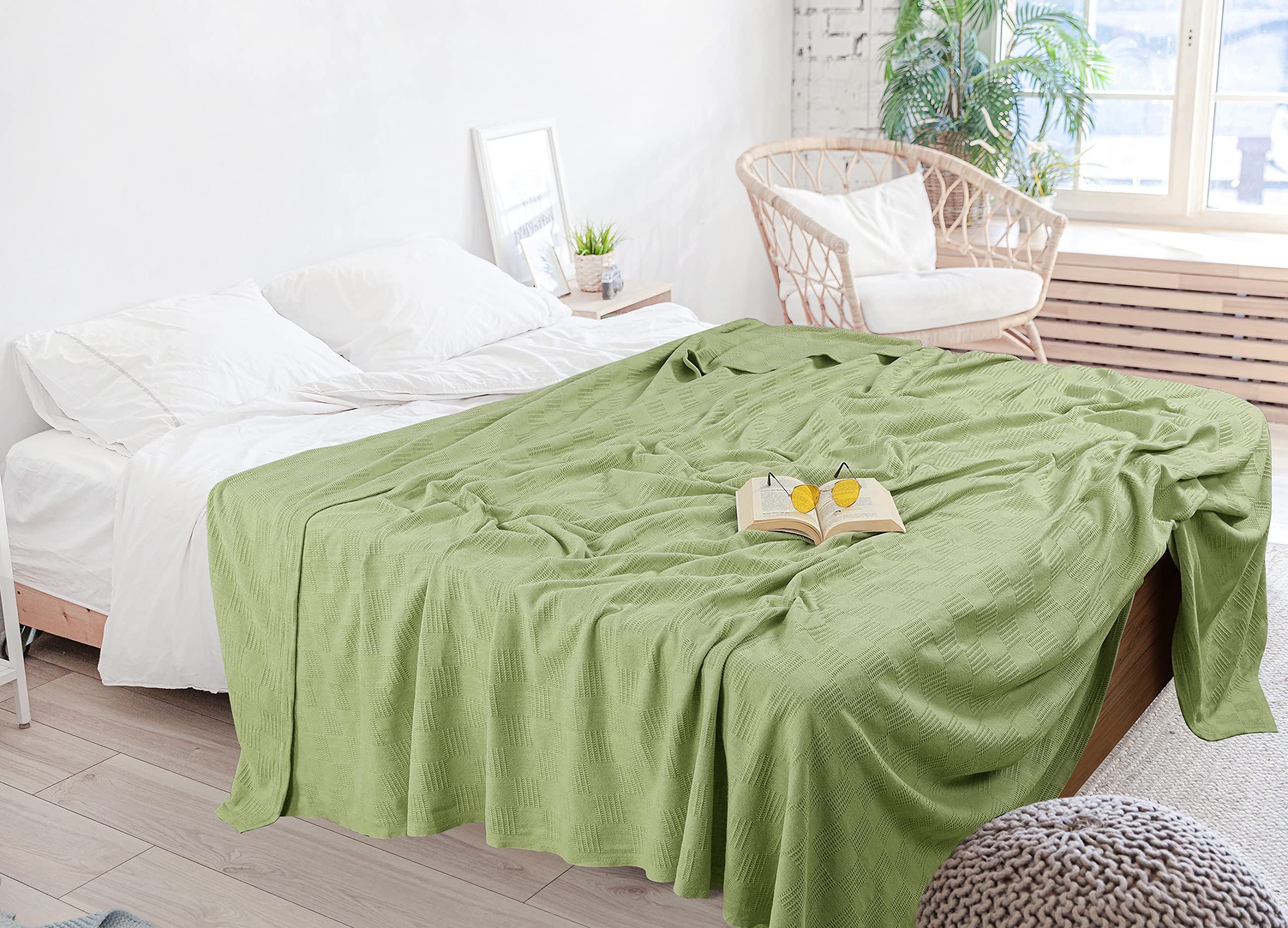 Foto 8 pulgar | Ropa De Cama Blanket Utopia, 100% Algodón, Color Verde Salvia, Tamaño King, 230 X 275 Cm - Venta Internacional.