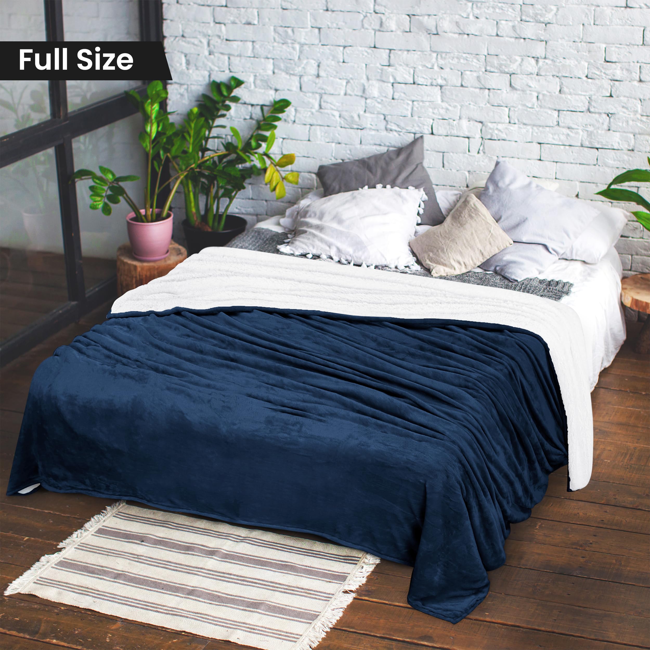 Foto 3 pulgar | Blanket Utopia Bedding Sherpa, Tamaño Completo, Azul Marino, 228 X 213 Cm - Venta Internacional.