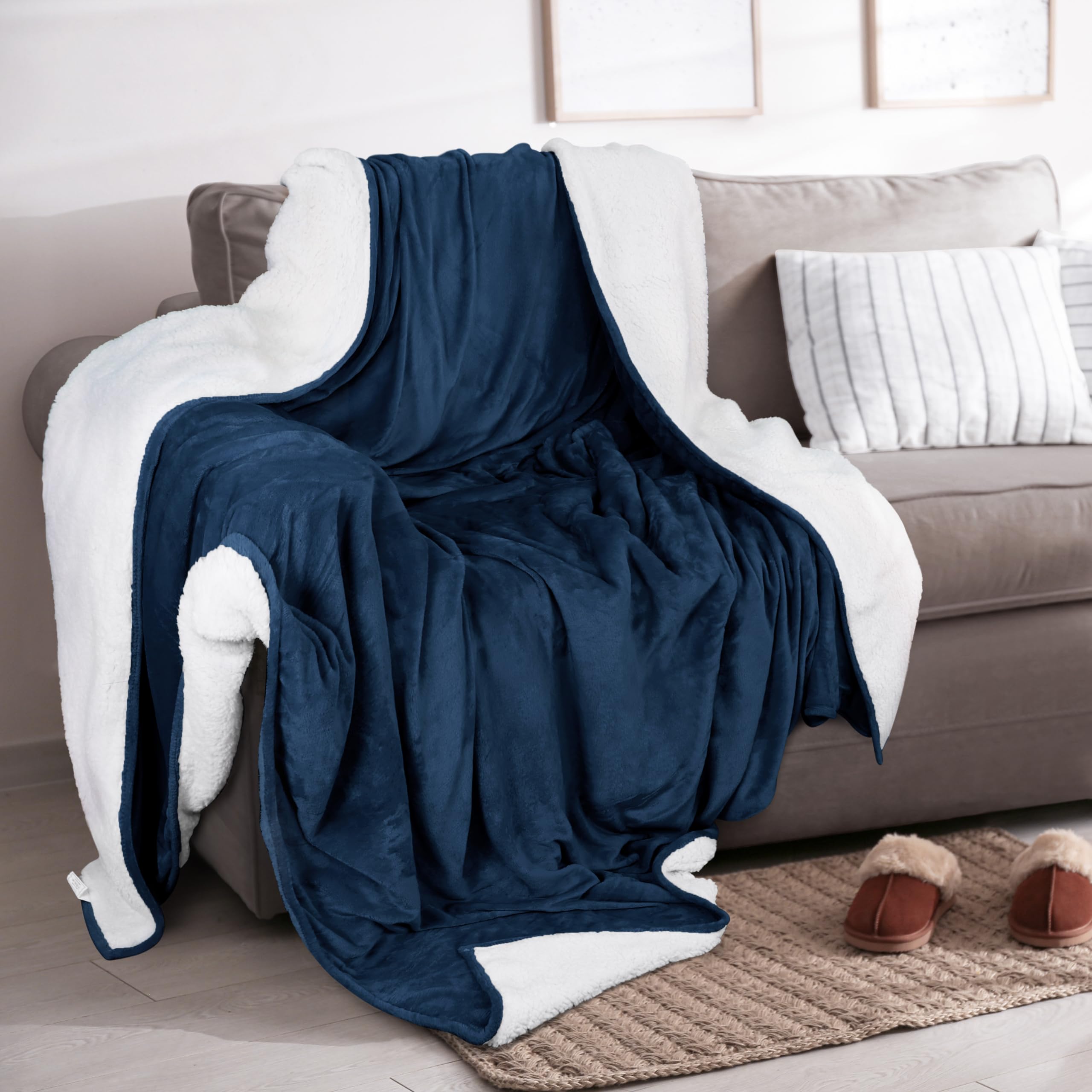 Foto 6 pulgar | Blanket Utopia Bedding Sherpa, Tamaño Completo, Azul Marino, 228 X 213 Cm - Venta Internacional.
