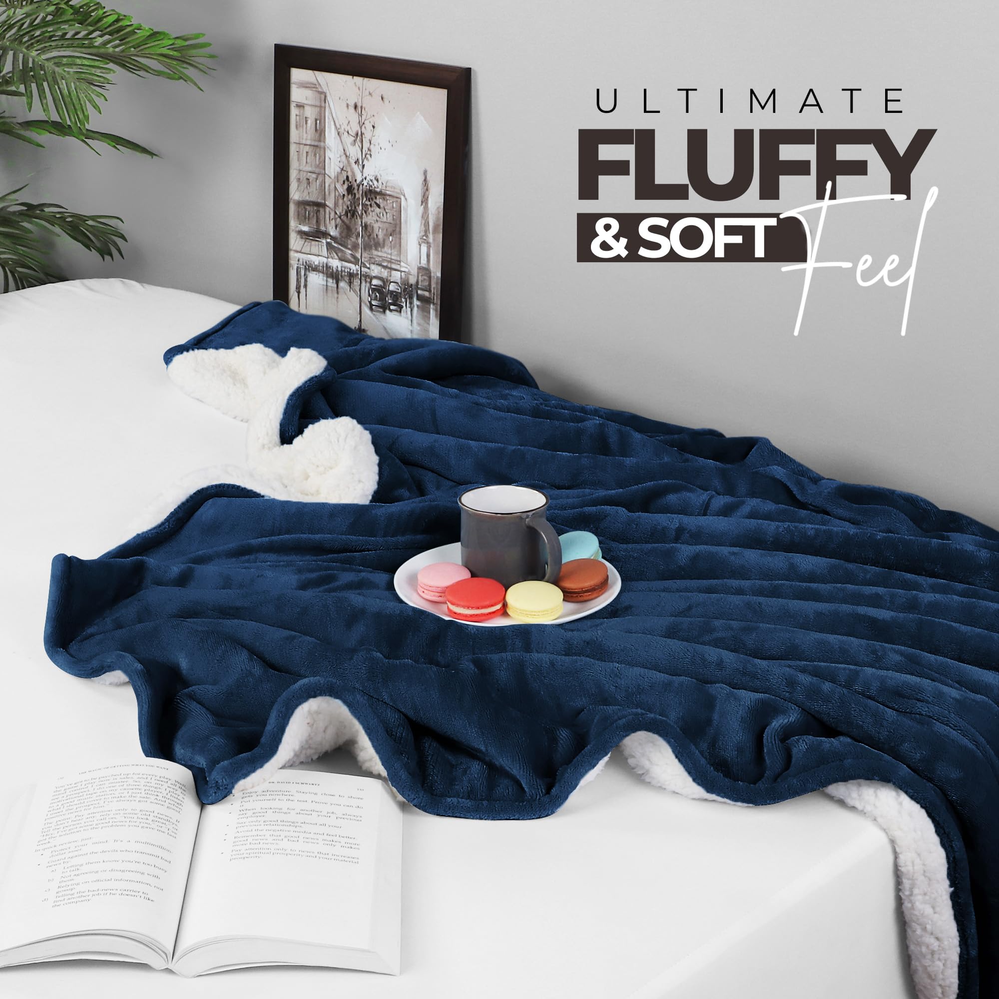 Foto 7 pulgar | Blanket Utopia Bedding Sherpa, Tamaño Completo, Azul Marino, 228 X 213 Cm - Venta Internacional.
