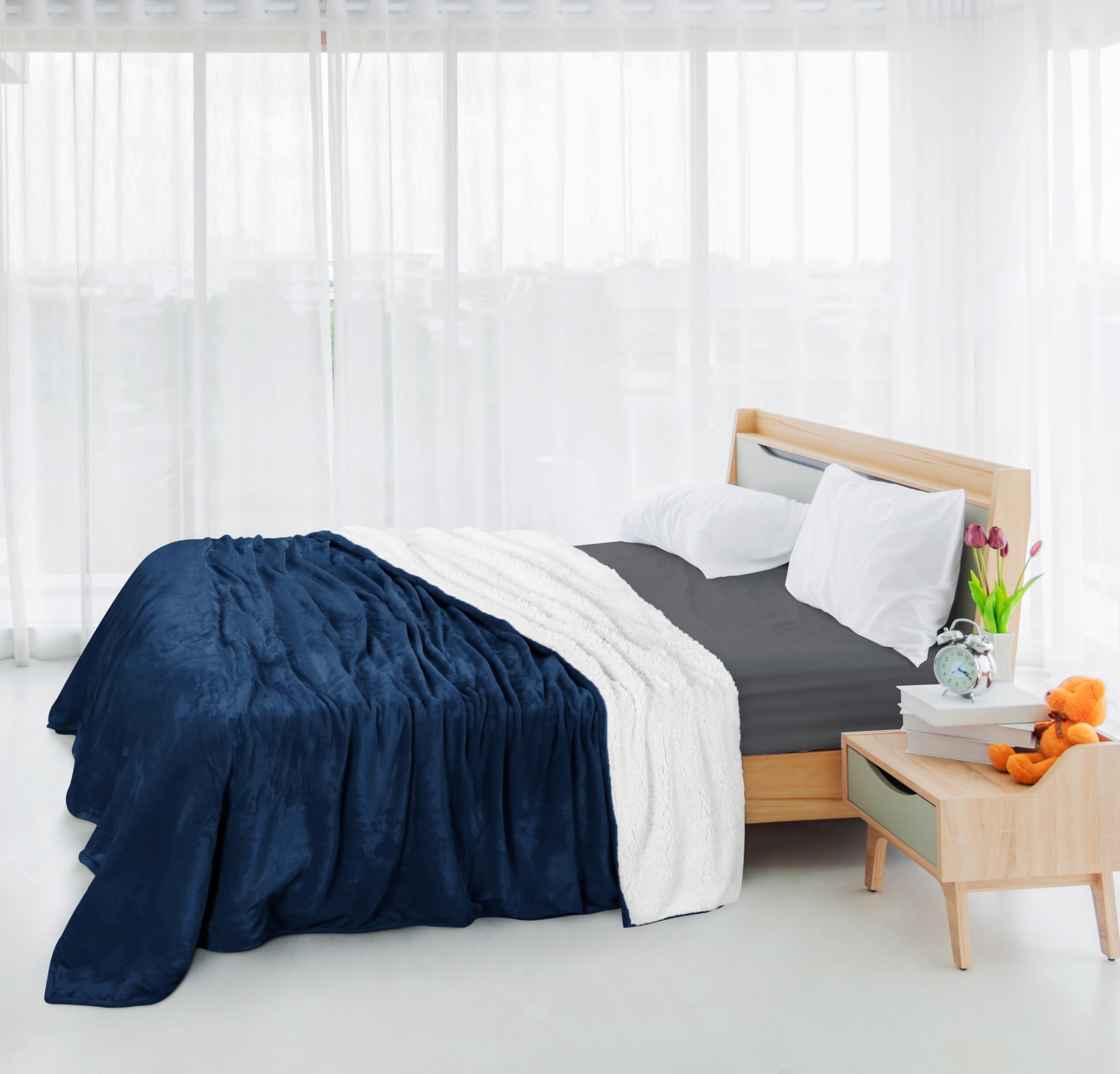 Foto 8 pulgar | Blanket Utopia Bedding Sherpa, Tamaño Completo, Azul Marino, 228 X 213 Cm - Venta Internacional.