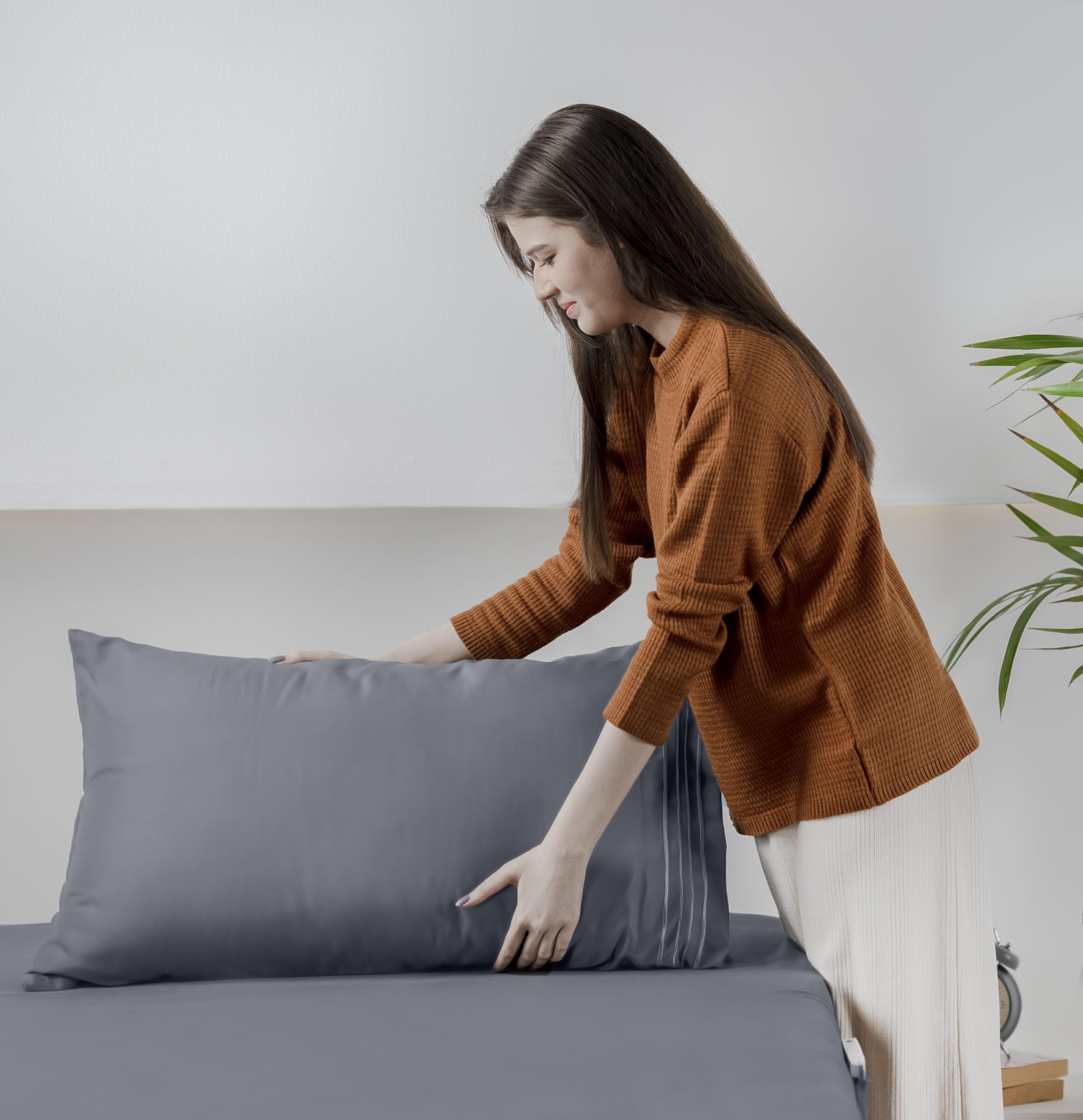 Foto 6 | Juego De Sábanas Utopia Bedding Queen Soft De Microfibra, 4 Piezas, Color Gris - Venta Internacional.