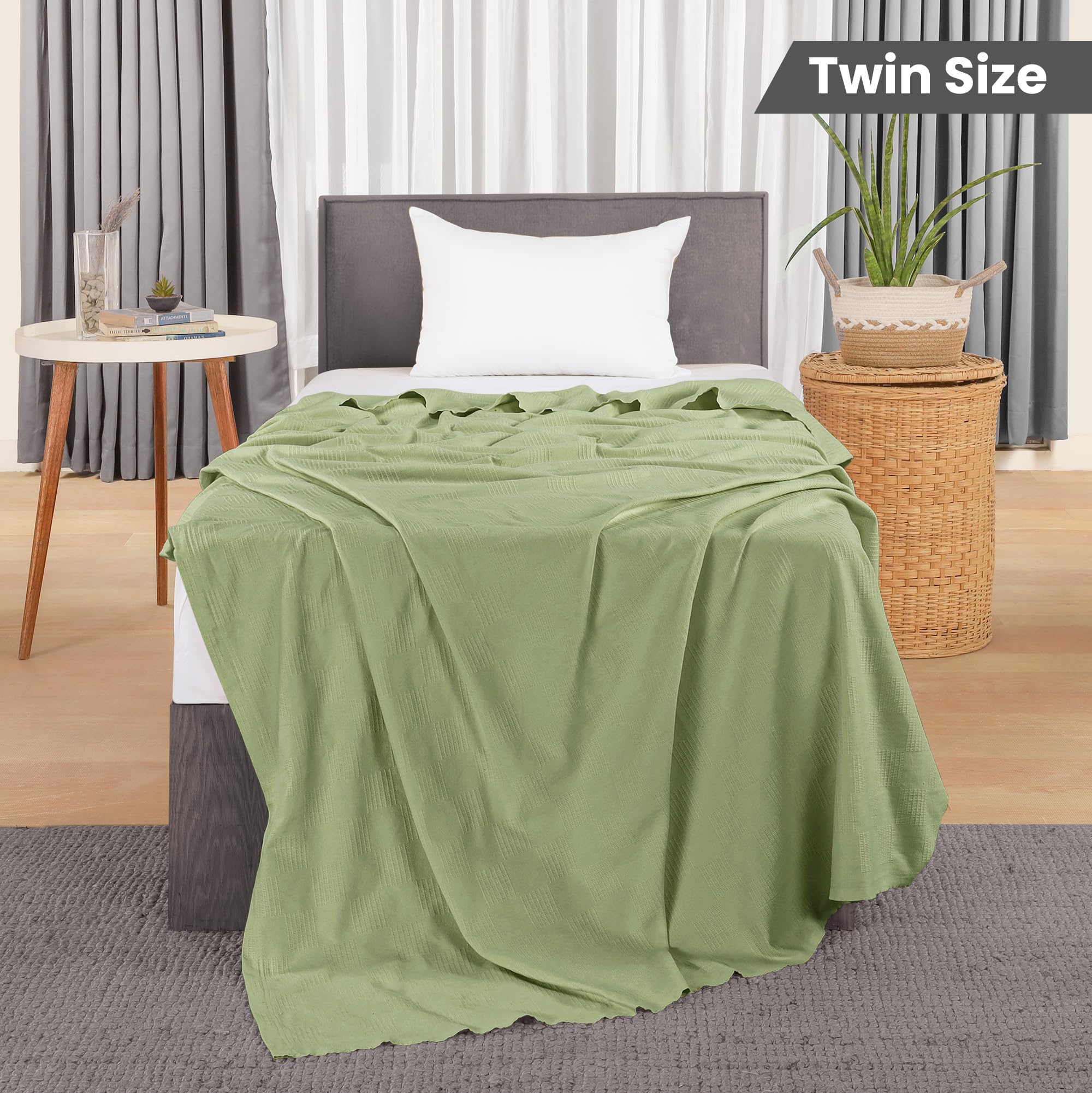 Foto 3 pulgar | Ropa De Cama Blanket Utopia, 100% Algodón, Doble, 220 X 180 Cm, Color Verde Salvia - Venta Internacional.