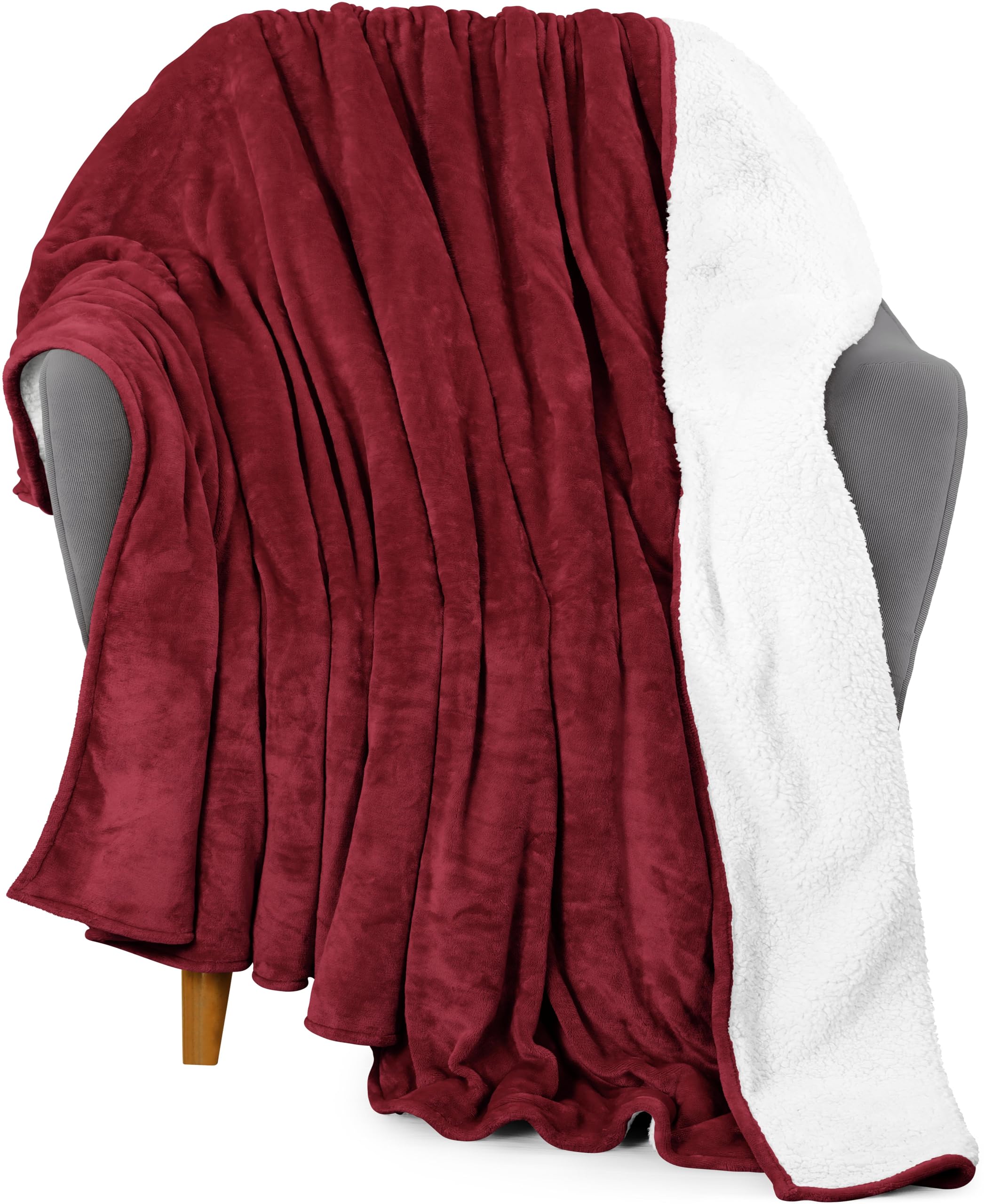 Colcha Sherpa Blanket Utopia Bedding, Tamaño 127 X 152 Cm, Color Rojo - Venta Internacional.