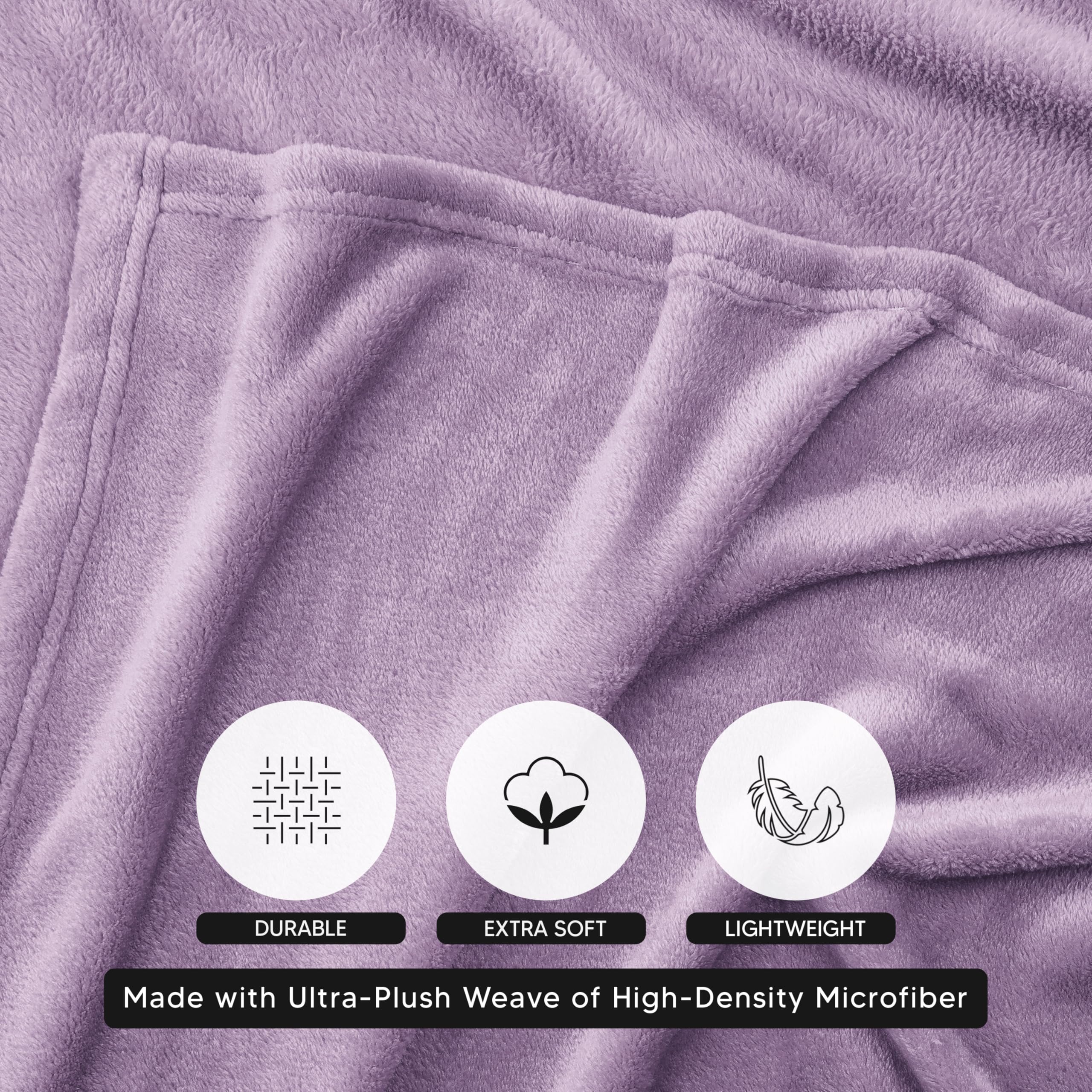 Foto 3 | Blanket Utopia Bedding, Forro Polar, Color Lila, Tamaño Doble, 150 X 230 Cm - Venta Internacional.