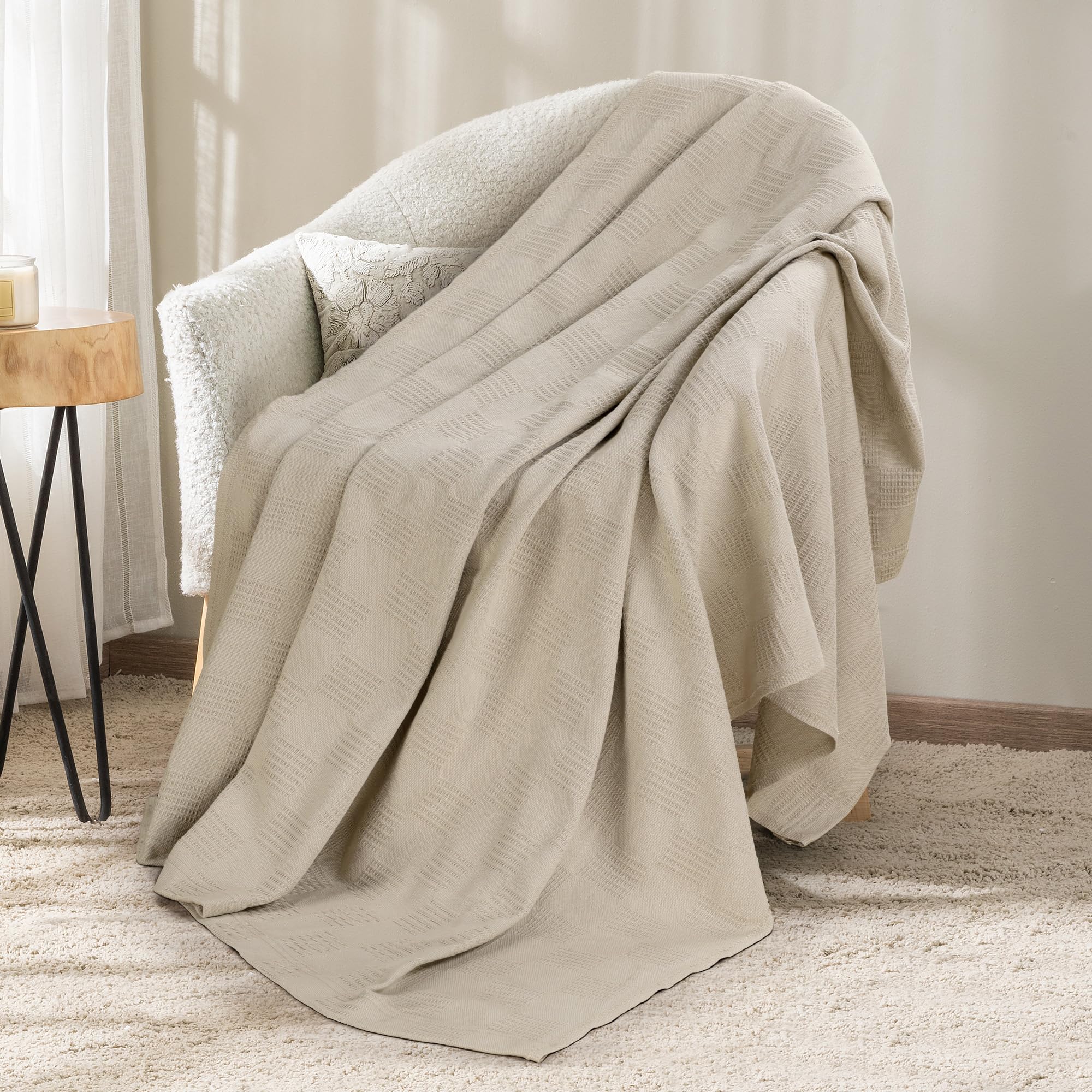 Manta Blanket Utopia Bedding, Color Caqui, 100% Algodón, 150 X 125 Cm - Venta Internacional.