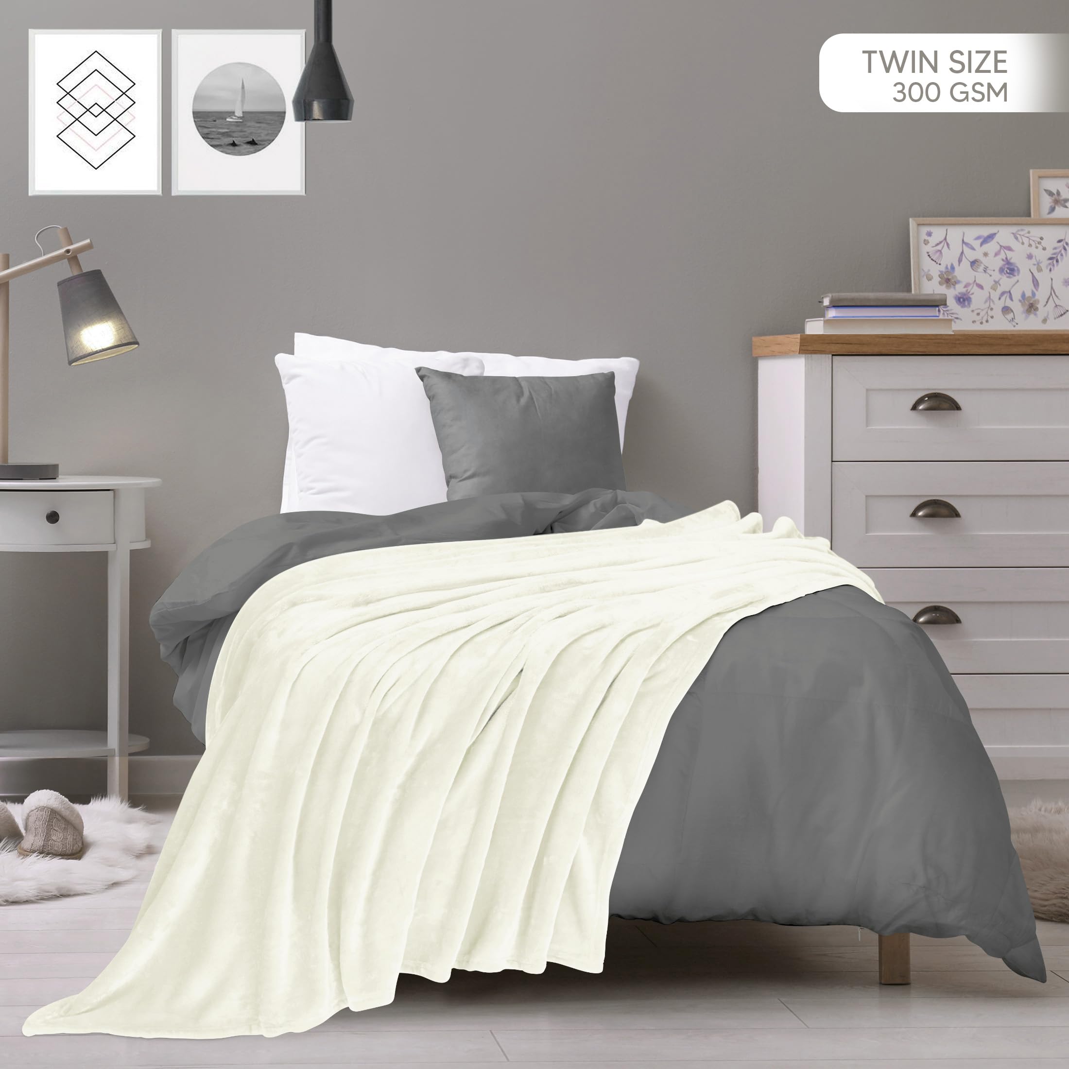 Foto 3 pulgar | Forro Polar Blanket Utopia, Tamaño Doble, Color Marfil, 300 G/m², Microfibra - Venta Internacional.