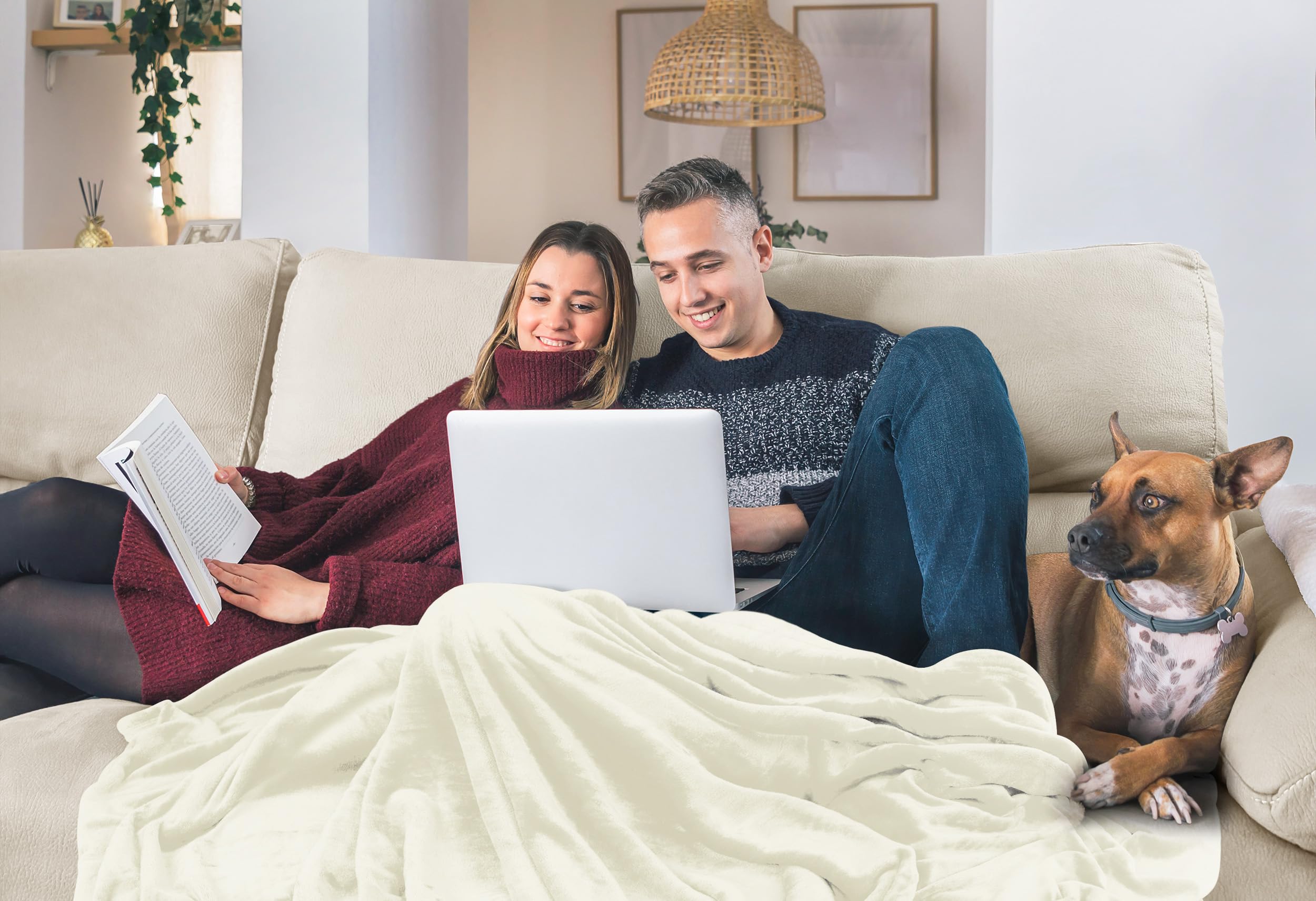 Foto 6 pulgar | Forro Polar Blanket Utopia, Tamaño Doble, Color Marfil, 300 G/m², Microfibra - Venta Internacional.