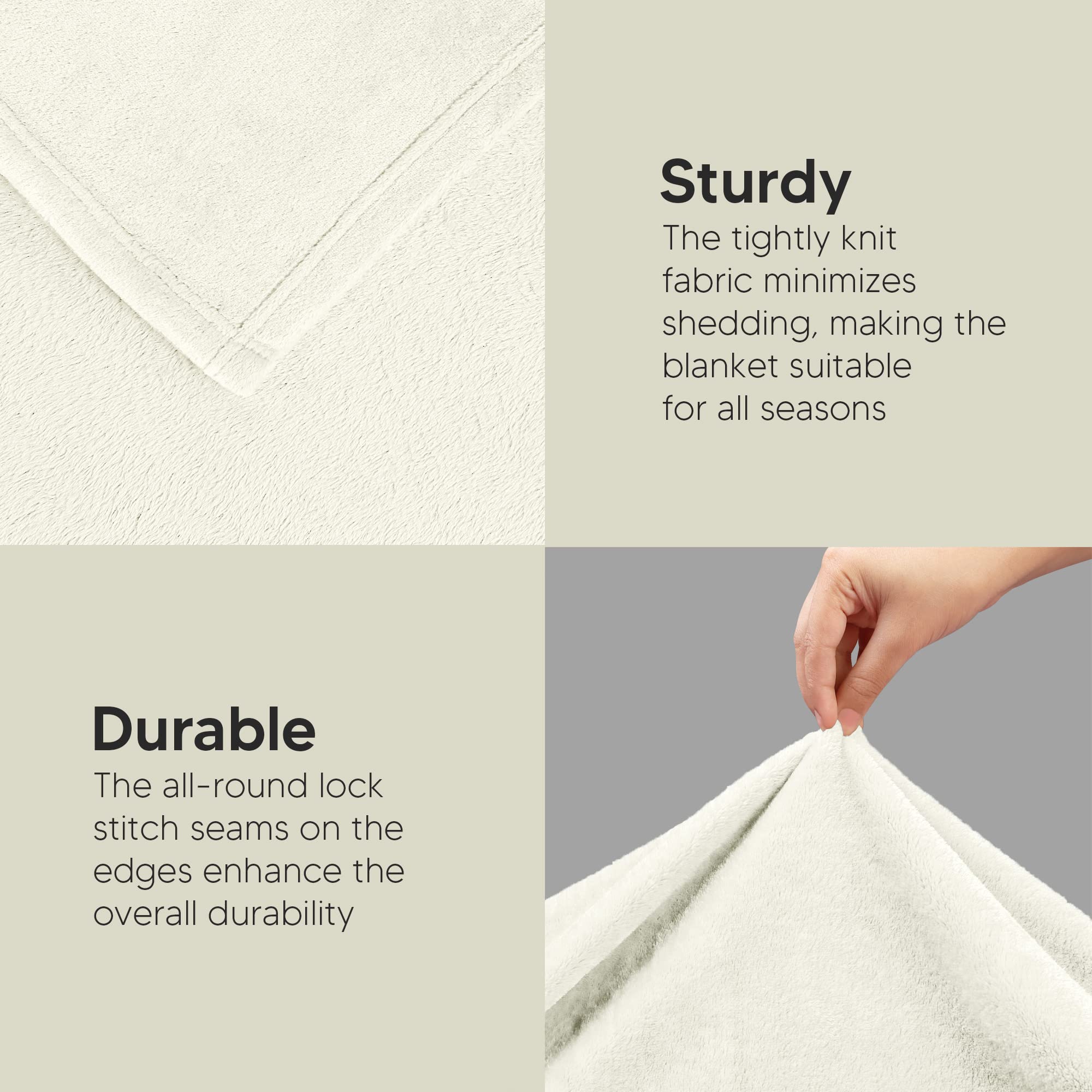 Foto 7 | Forro Polar Blanket Utopia, Tamaño Doble, Color Marfil, 300 G/m², Microfibra - Venta Internacional.