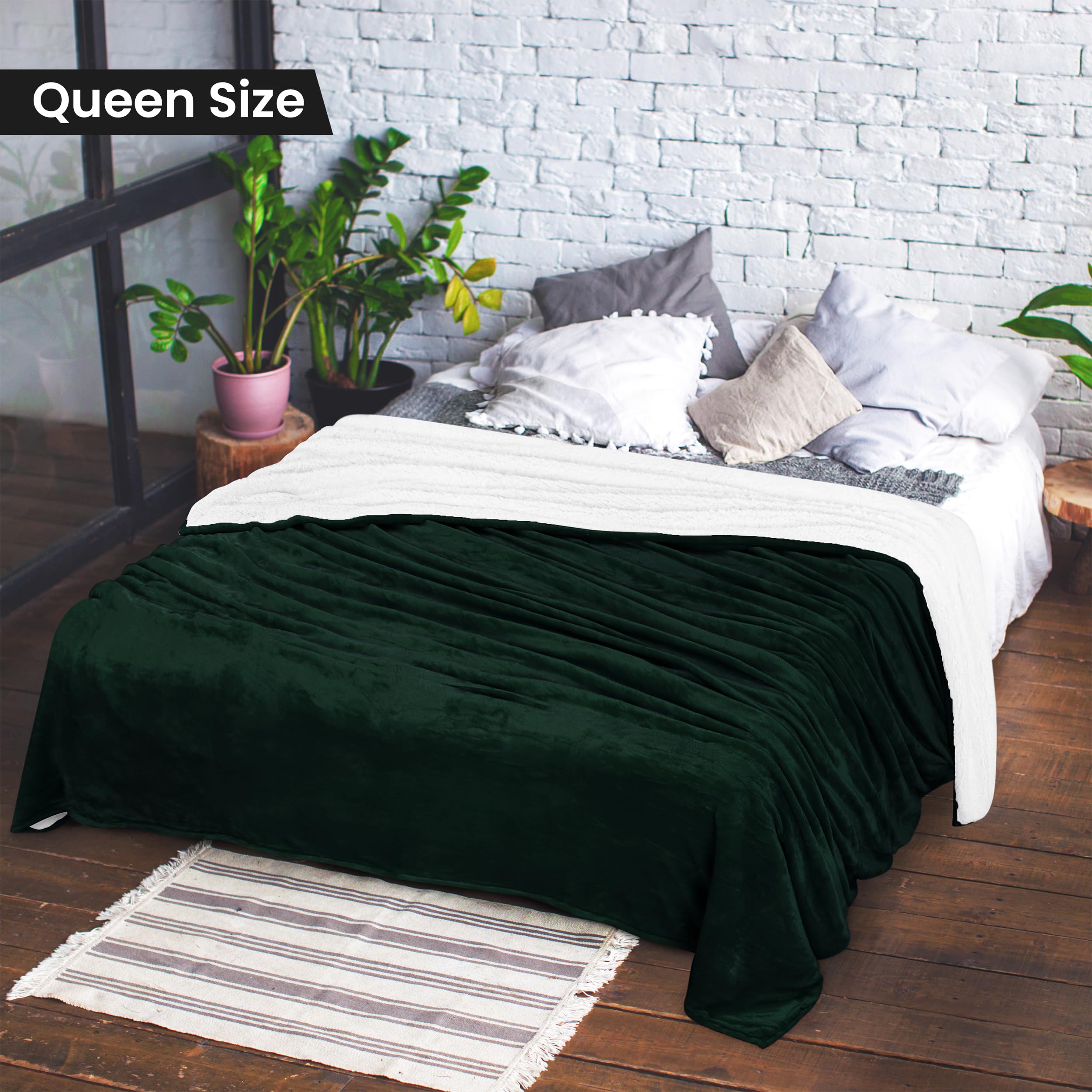 Foto 3 pulgar | Colcha Utopia, Cama Sherpa, Tamaño Queen, Color Verde Bosque, 230 X 230 Cm - Venta Internacional.
