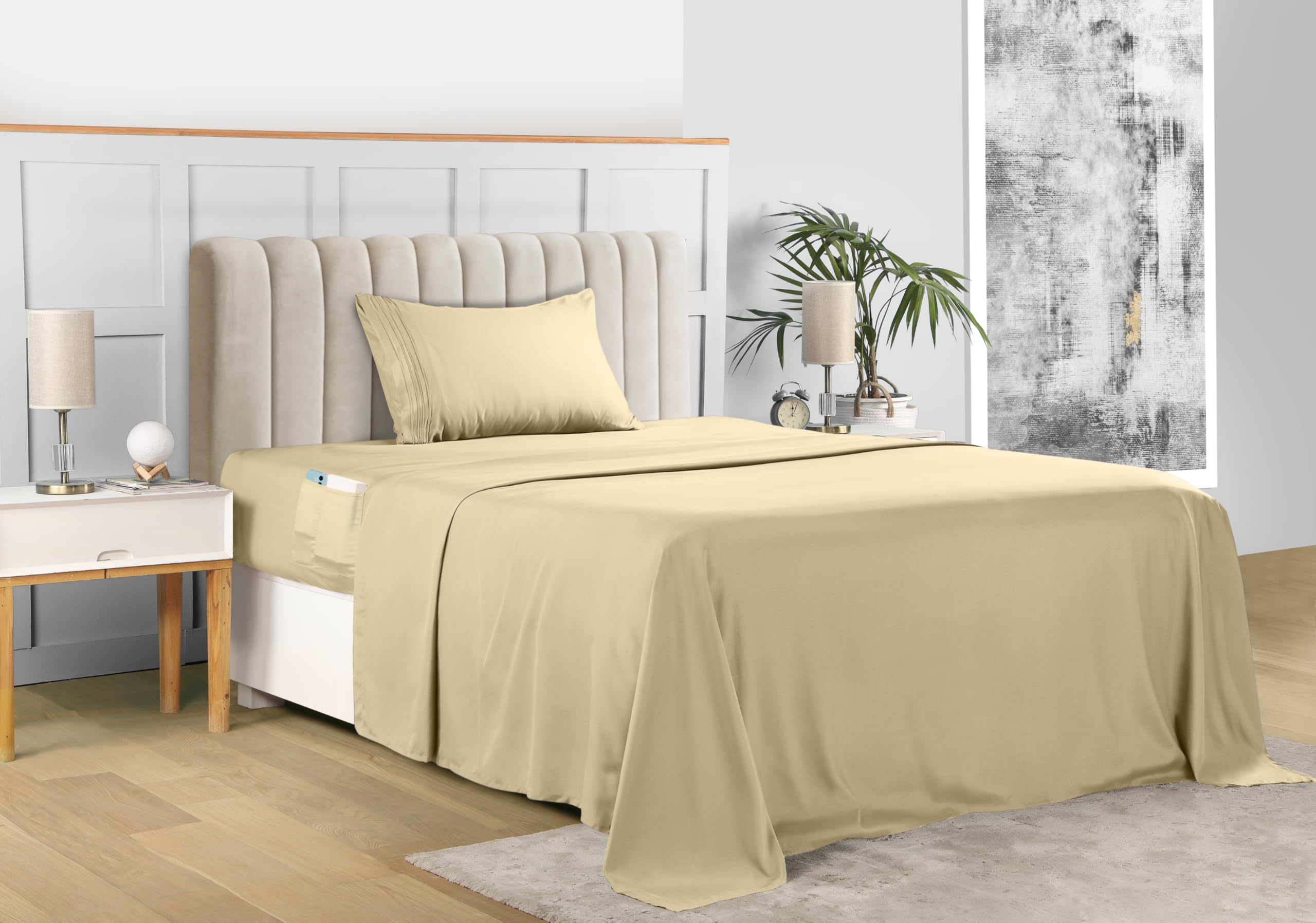 Foto 4 pulgar | Juego De Sábanas Utopia Bedding Twin, 3 Piezas, Microfibra Suave, Color Beige - Venta Internacional.