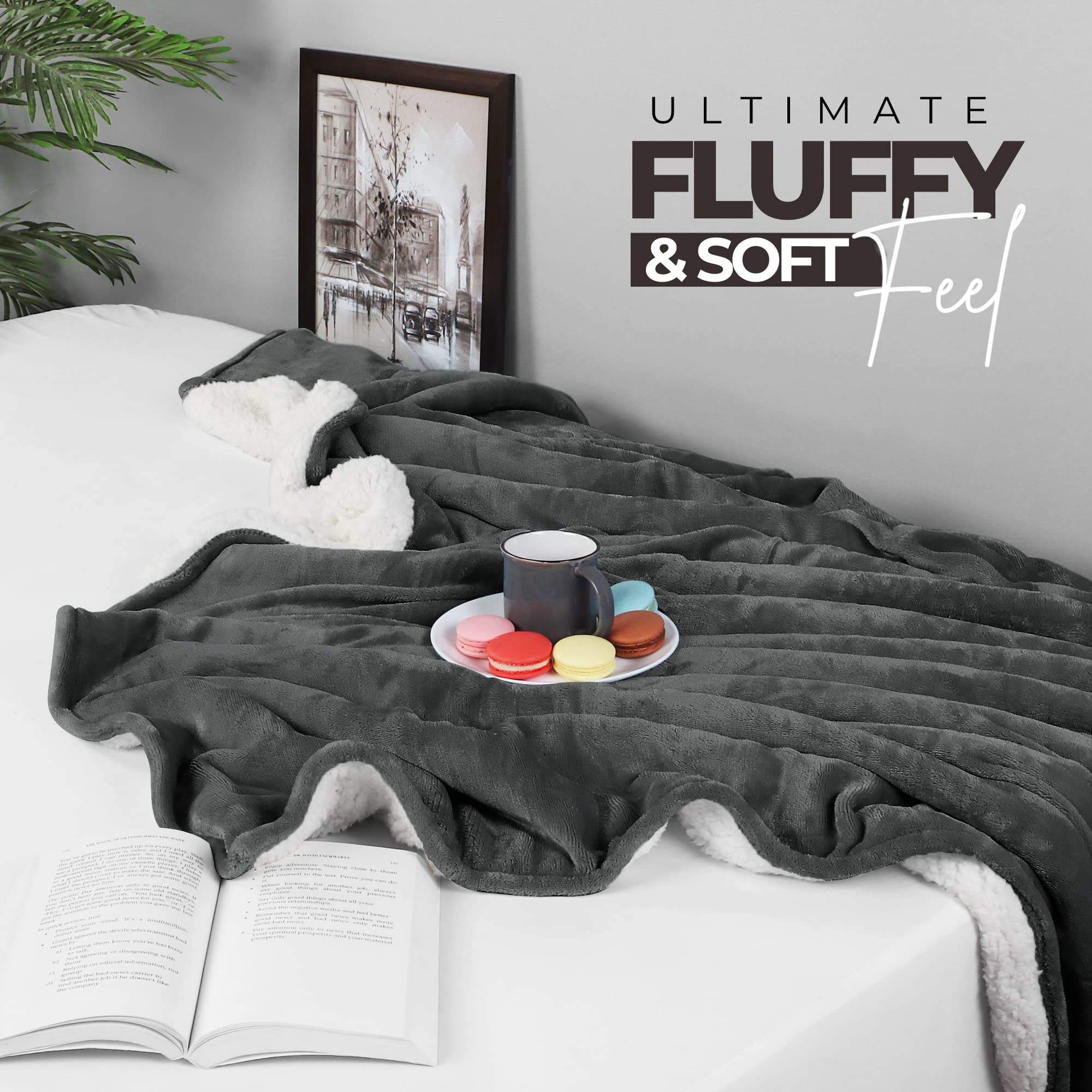 Foto 4 pulgar | Colcha Utopia Sherpa Para Cama Doble, Color Gris, 168 X 152 Cm - Venta Internacional.