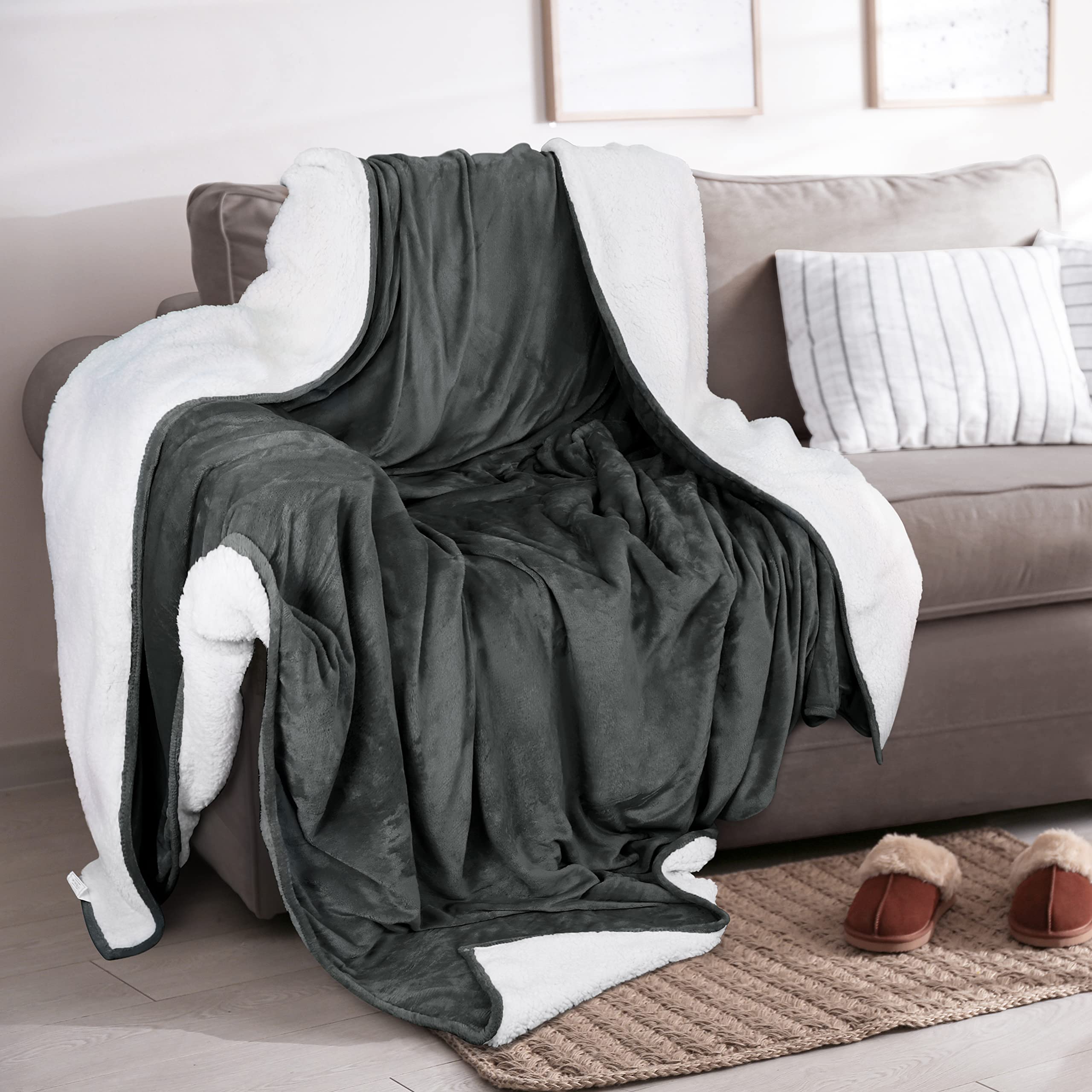 Foto 5 pulgar | Colcha Utopia Sherpa Para Cama Doble, Color Gris, 168 X 152 Cm - Venta Internacional.
