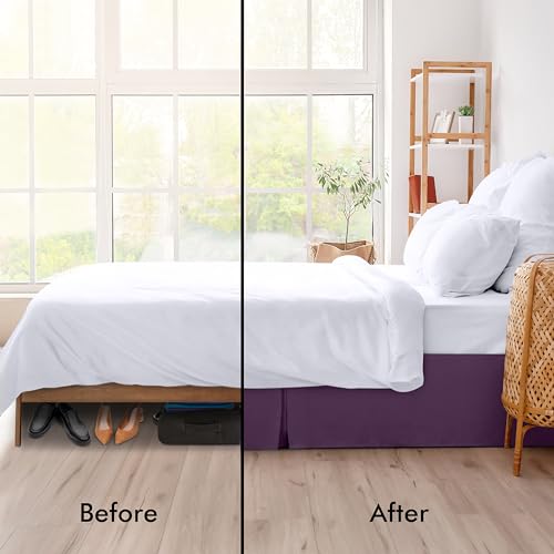 Foto 4 pulgar | Falda De Cama Utopia Bedding Completa Con Pliegues Cuádruples Y Volantes Morados - Venta Internacional.