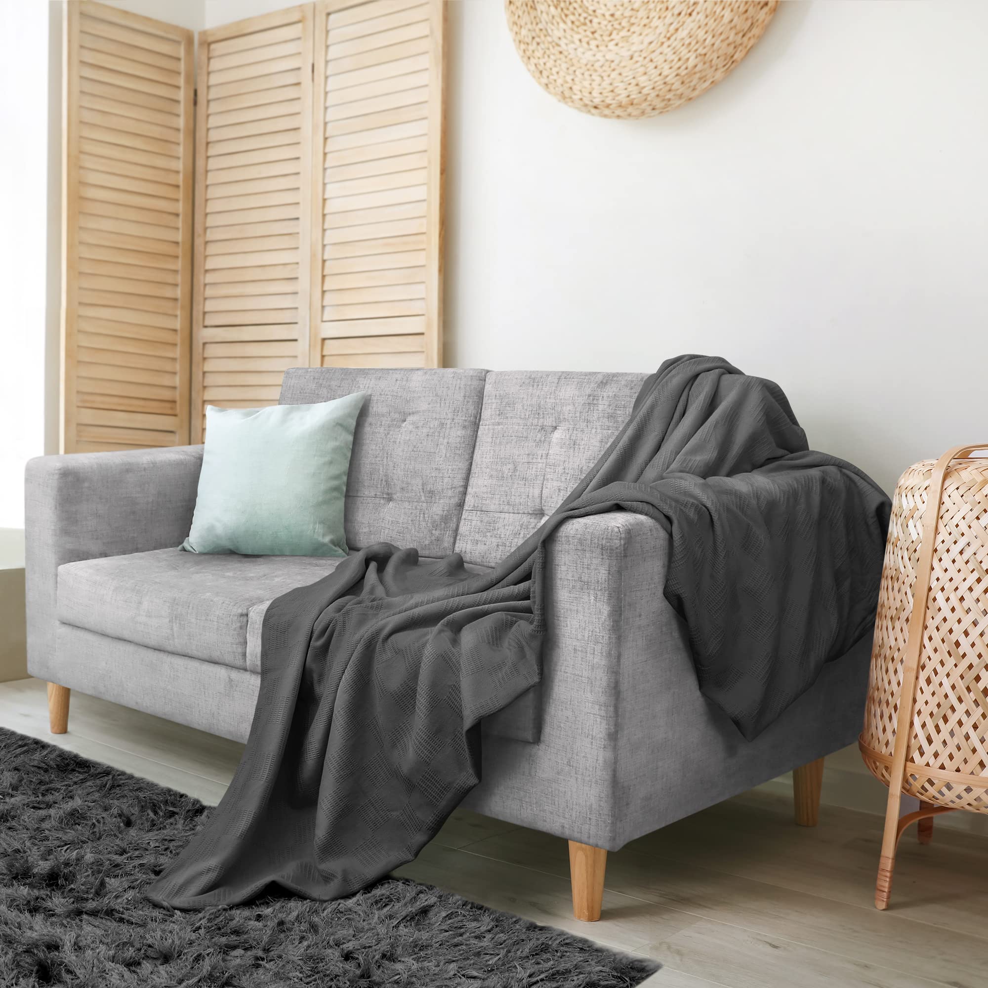 Foto 6 pulgar | Manta Utopia Para Ropa De Cama, Color Gris Ahumado, 100% Algodón, Doble, 220 X 180 Cm - Venta Internacional.