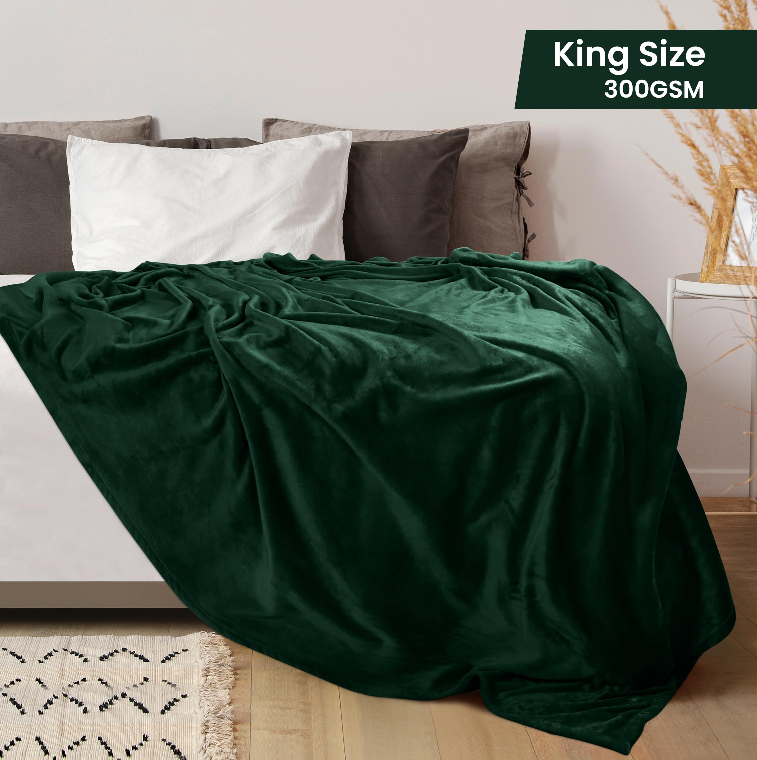 Foto 2 | Cama Polar Blanket Utopia, Tamaño King, Color Verde Bosque, 300 G/m² - Venta Internacional.