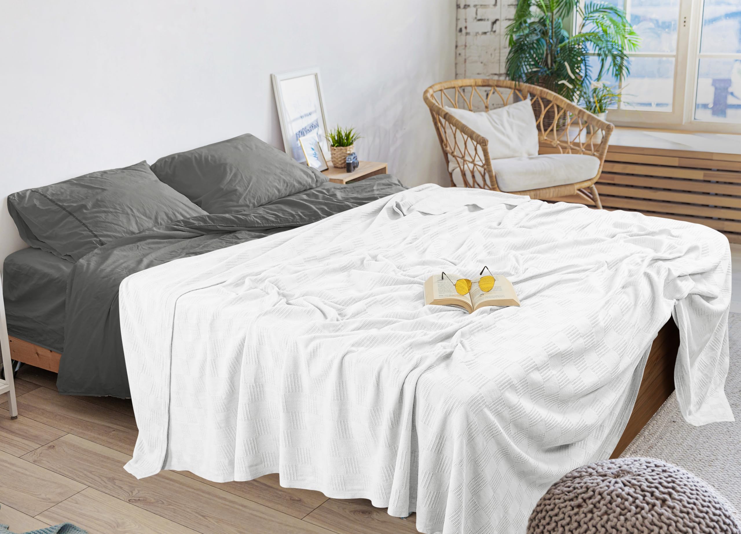 Foto 7 pulgar | Ropa De Cama Blanket Utopia, 100% Algodón, Color Blanco, 350 G/m², Tamaño Queen - Venta Internacional.