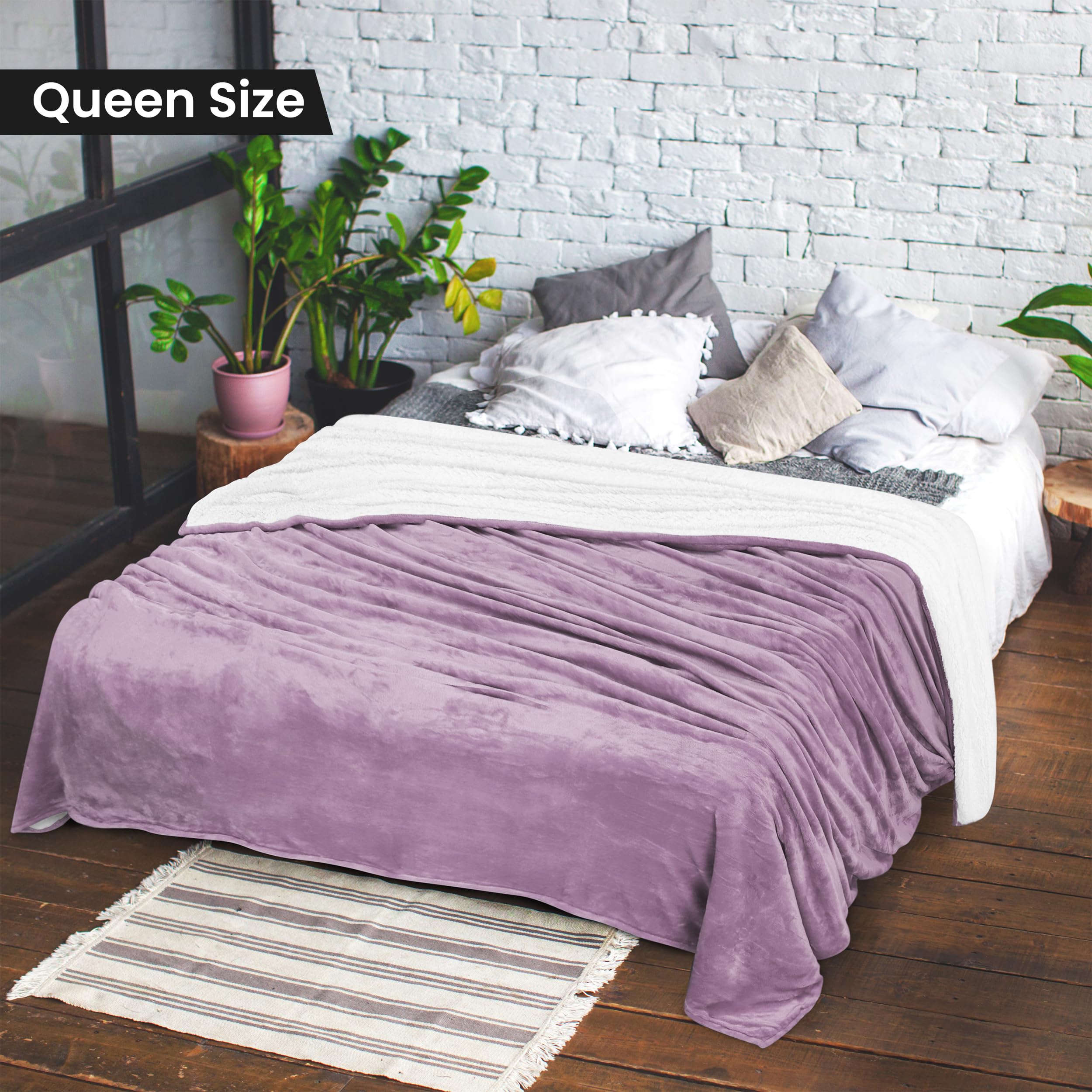 Foto 3 pulgar | Colcha Utopia, Cama Sherpa, Tamaño Queen, Color Lila, 230 X 230 Cm - Venta Internacional.