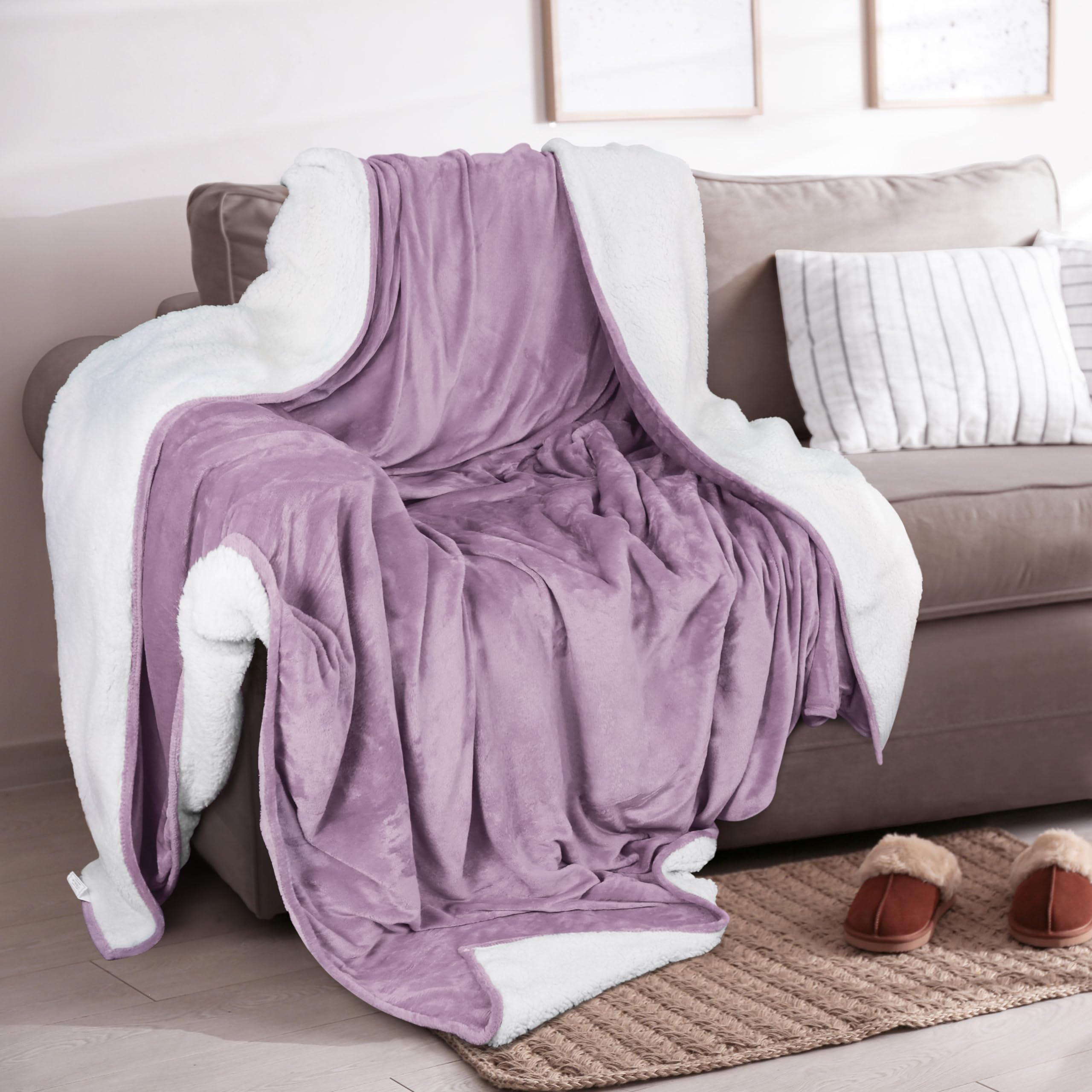 Foto 6 pulgar | Colcha Utopia, Cama Sherpa, Tamaño Queen, Color Lila, 230 X 230 Cm - Venta Internacional.