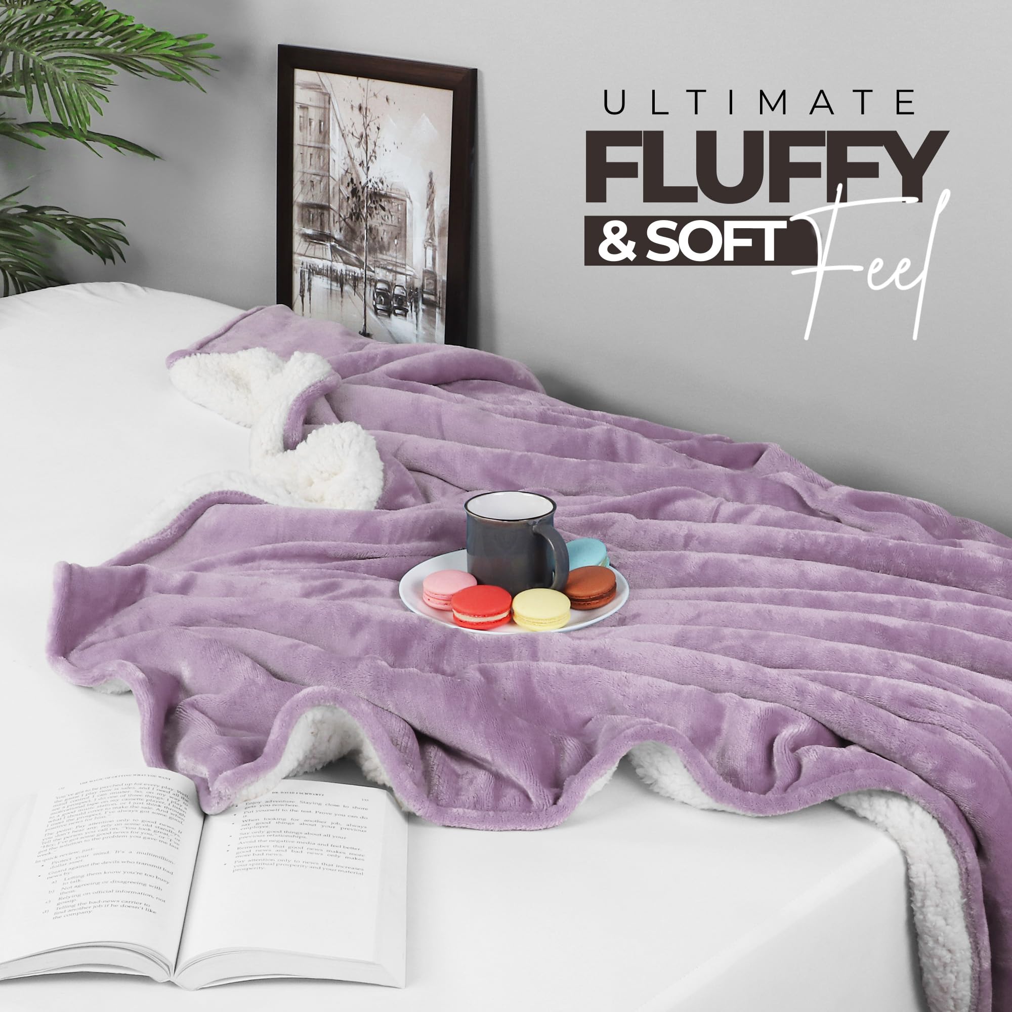 Foto 7 pulgar | Colcha Utopia, Cama Sherpa, Tamaño Queen, Color Lila, 230 X 230 Cm - Venta Internacional.