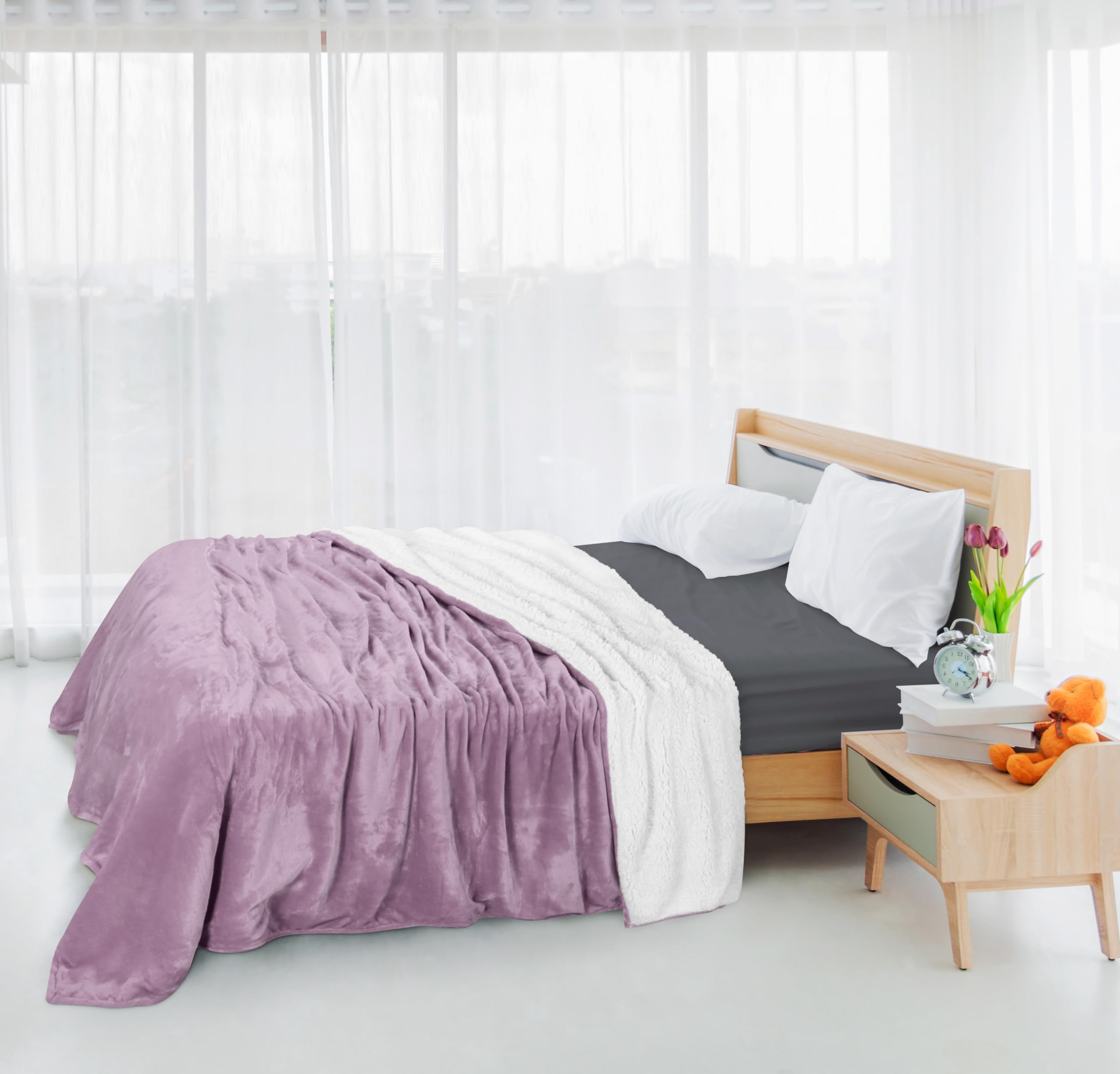 Foto 8 pulgar | Colcha Utopia, Cama Sherpa, Tamaño Queen, Color Lila, 230 X 230 Cm - Venta Internacional.