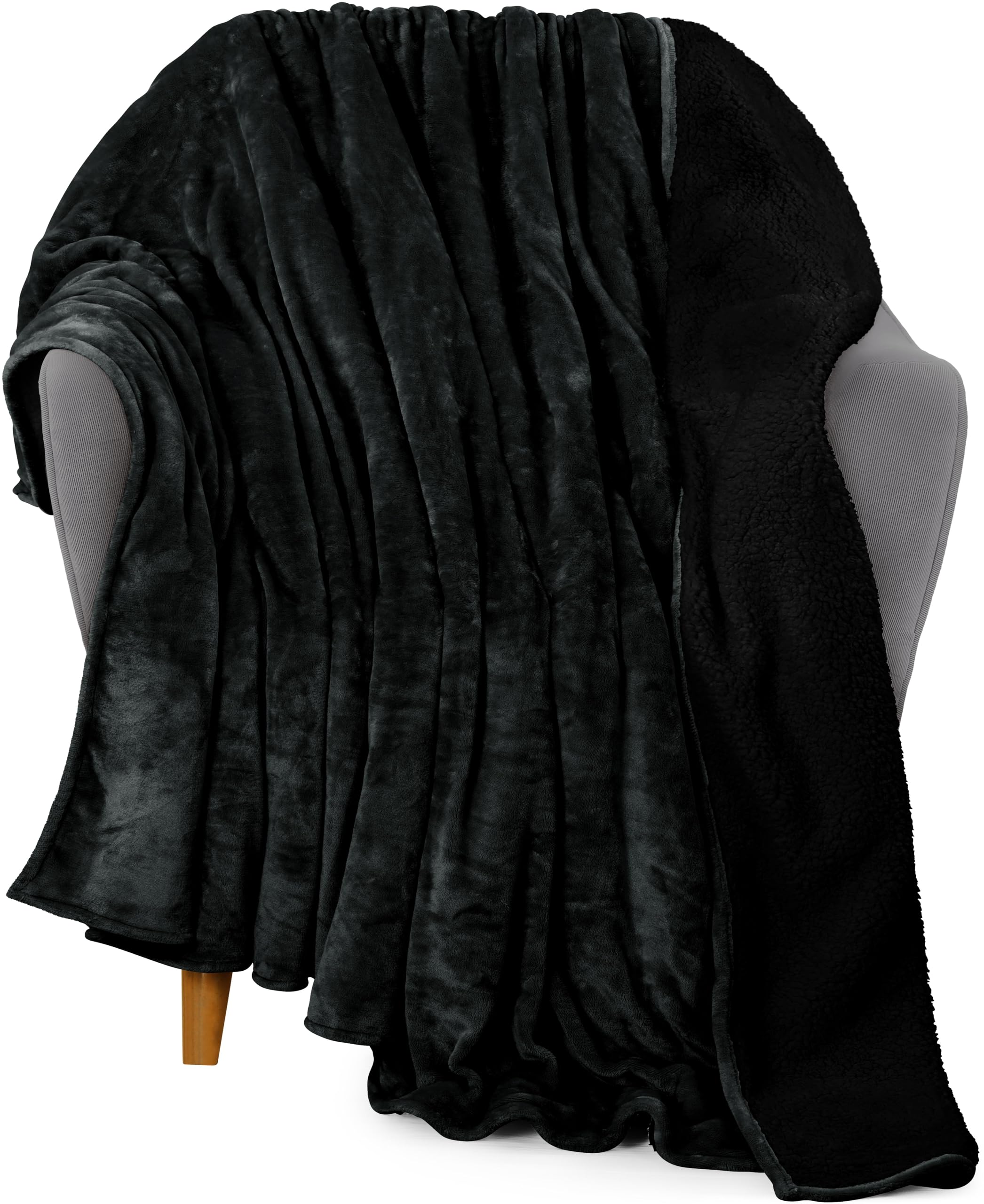 Colcha Sherpa Blanket Utopia Bedding, Tamaño 127 X 152 Cm, Color Negro - Venta Internacional.