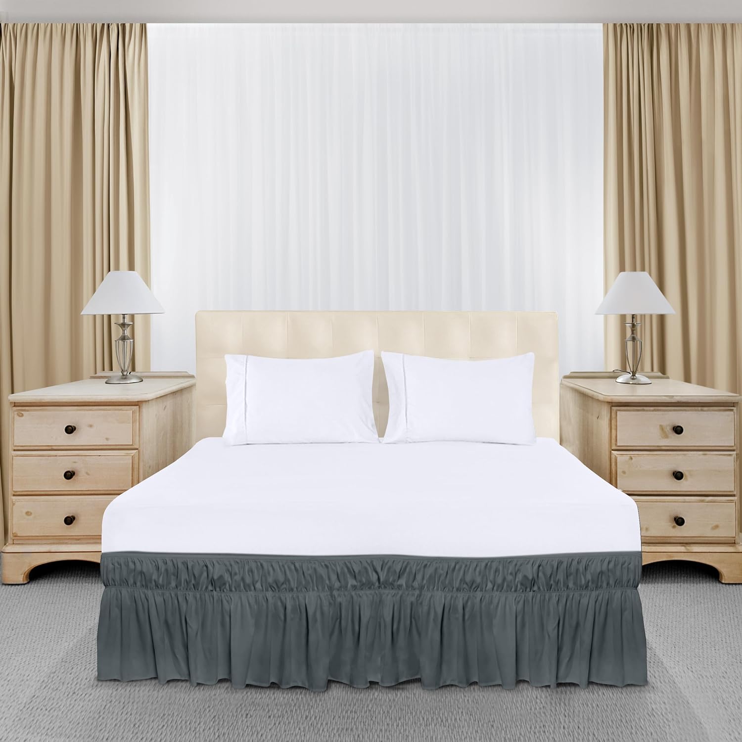 Foto 4 | Skirt Utopia Bedding Elástico Queen, Microfibra Gris, 40 Cm - Venta Internacional.
