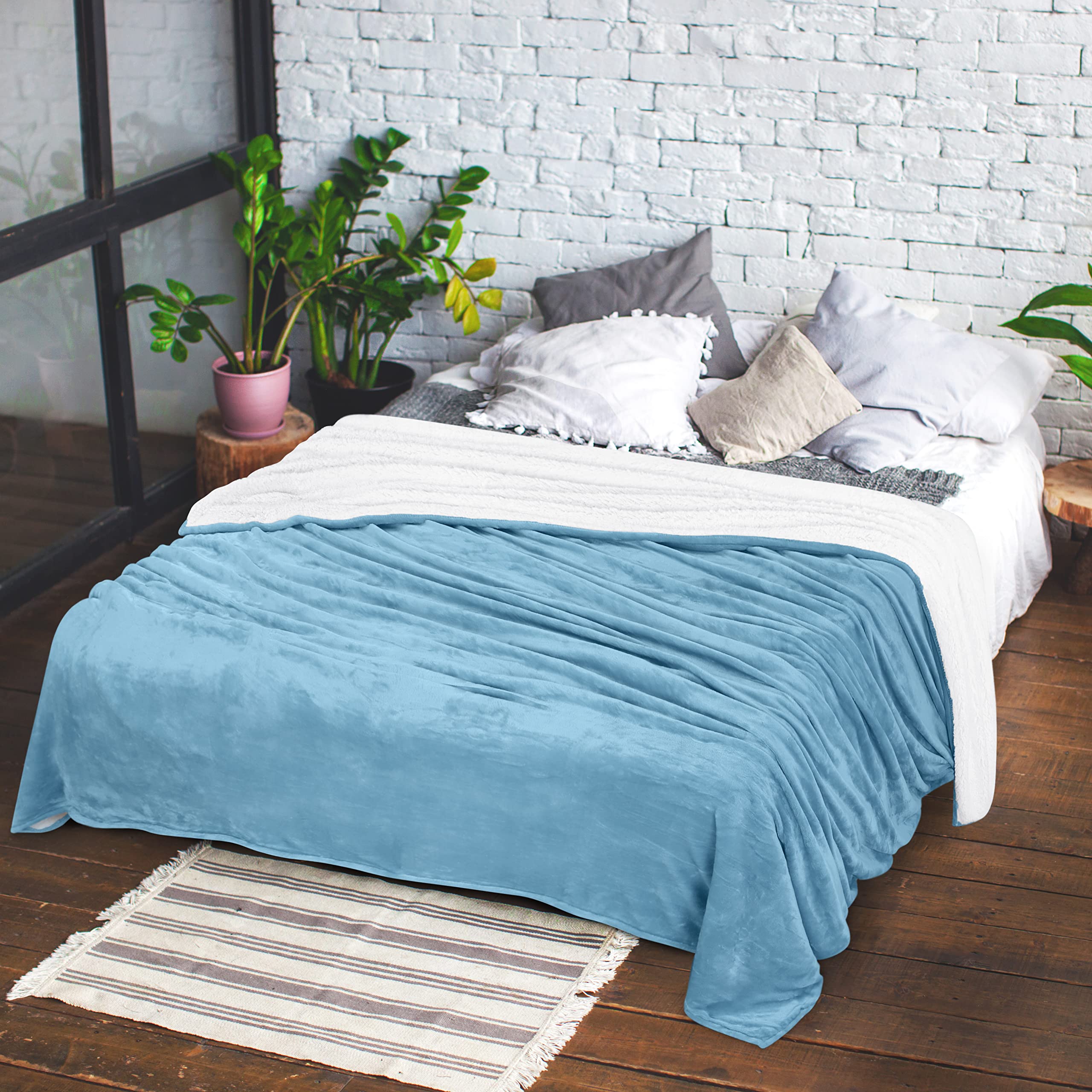 Foto 2 | Manta Utopia Bedding Sherpa California King, Color Azul Lavado - Venta Internacional.