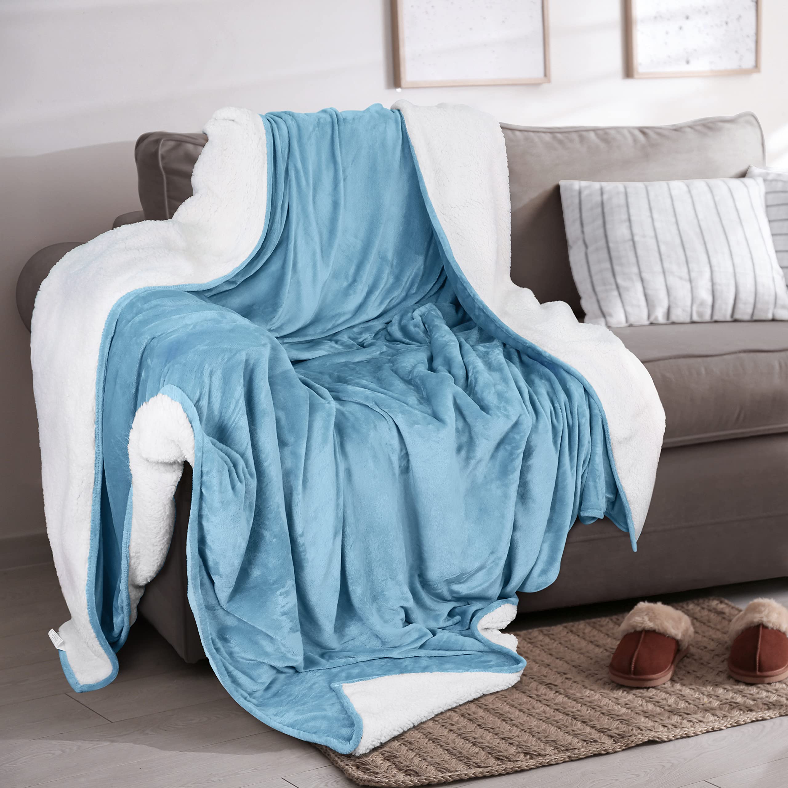 Foto 6 pulgar | Manta Utopia Bedding Sherpa California King, Color Azul Lavado - Venta Internacional.
