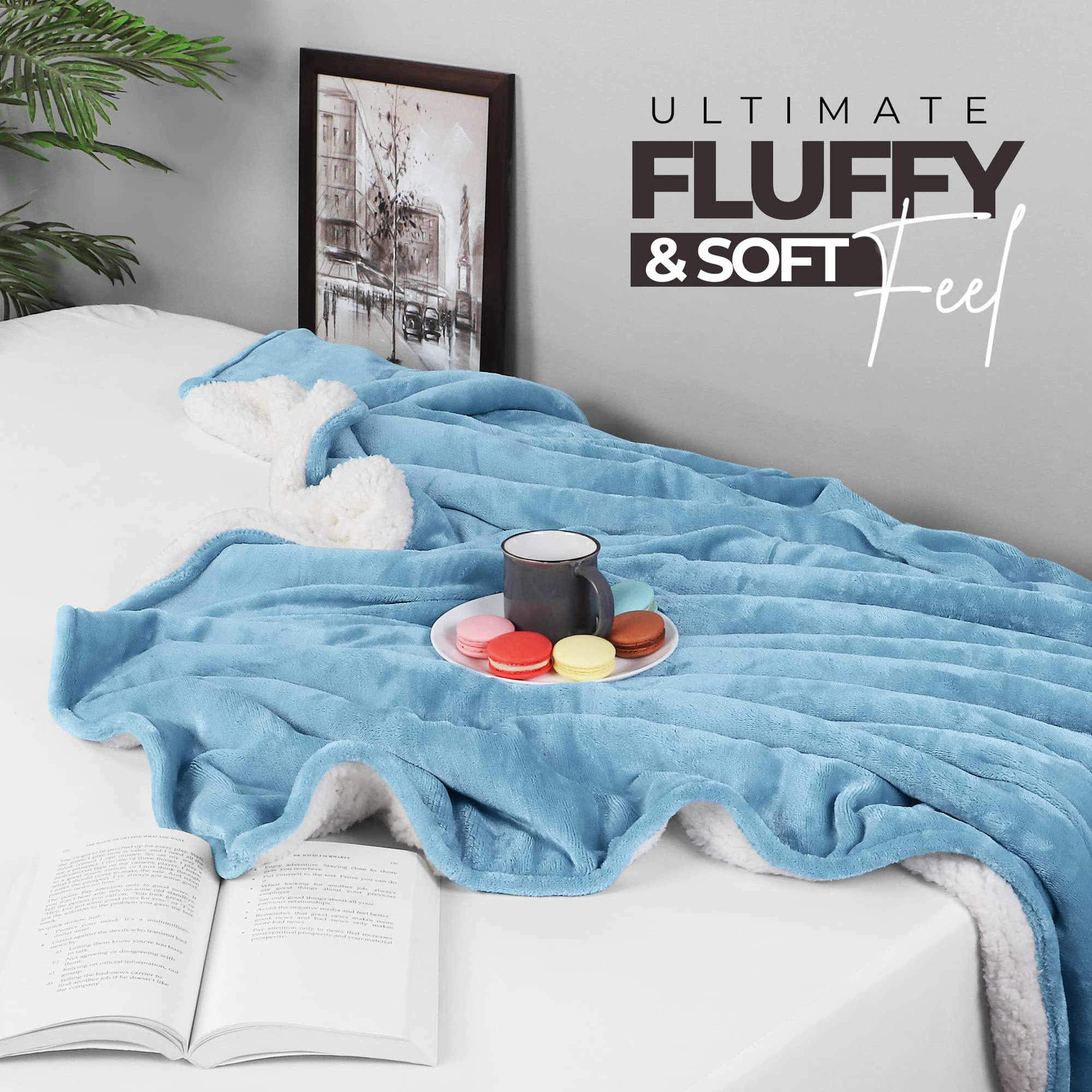 Foto 6 | Manta Utopia Bedding Sherpa California King, Color Azul Lavado - Venta Internacional.