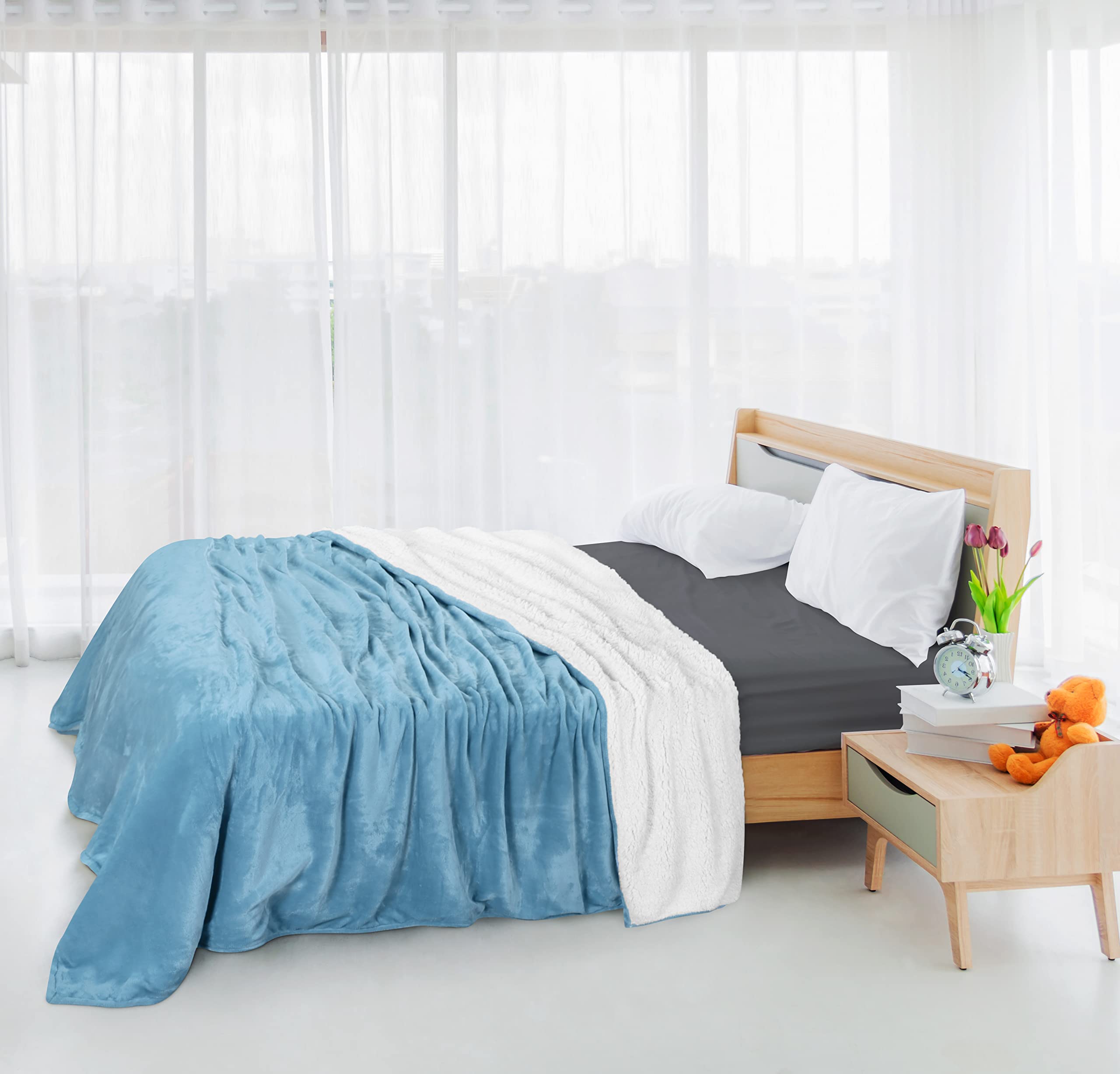 Foto 8 pulgar | Manta Utopia Bedding Sherpa California King, Color Azul Lavado - Venta Internacional.