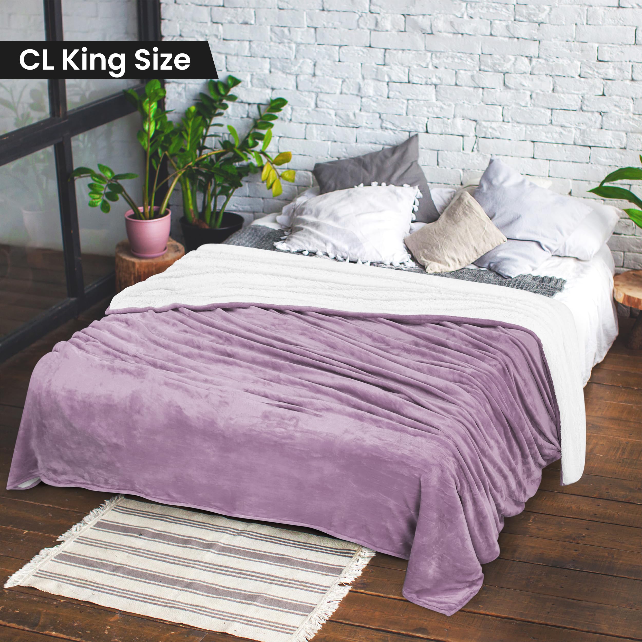 Foto 2 | Manta Utopia Bedding Sherpa California King Lila 260 X 240 Cm - Venta Internacional.