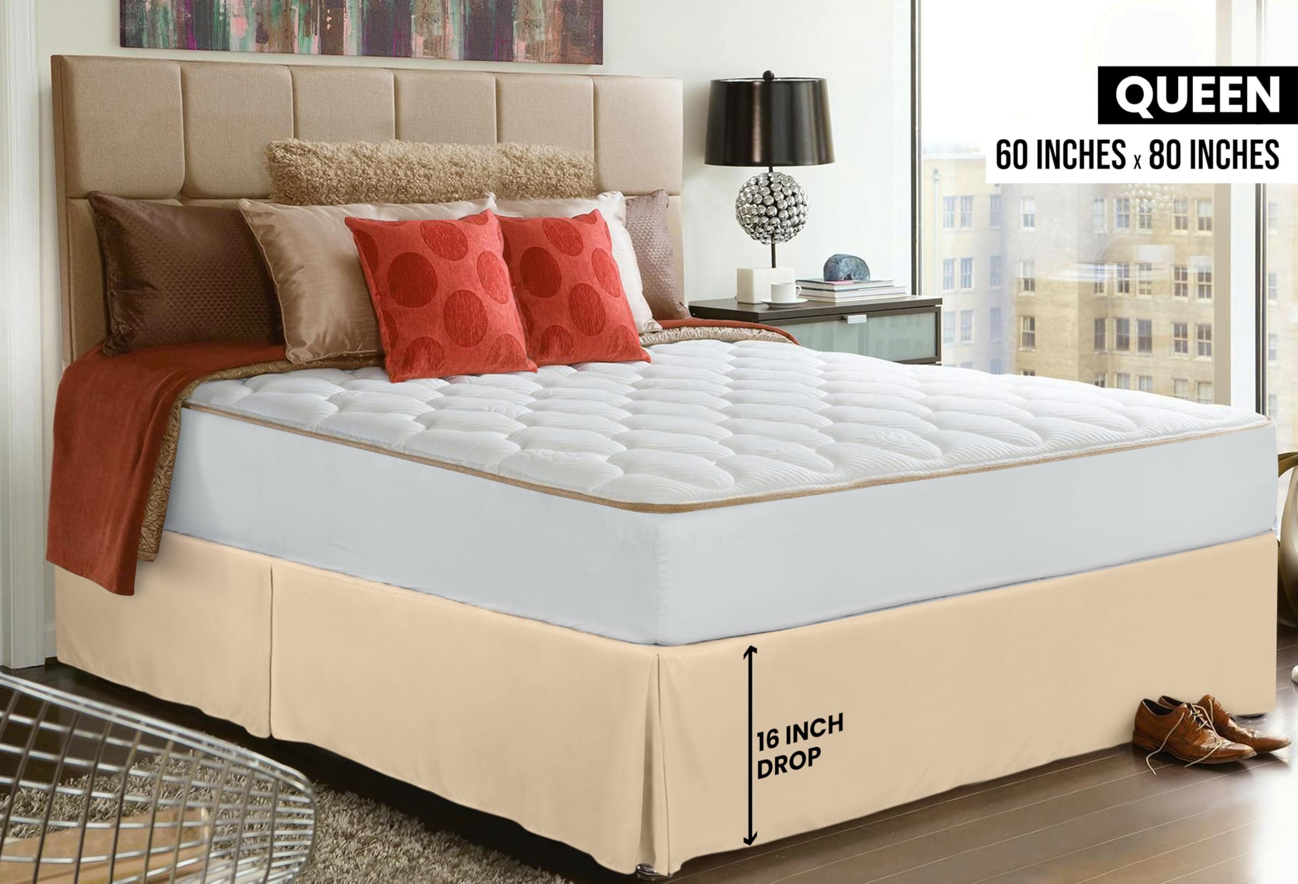 Foto 3 pulgar | Falda De Cama Utopia Bedding Queen, Microfibra, 40 Cm, Caída, Color Beige - Venta Internacional.