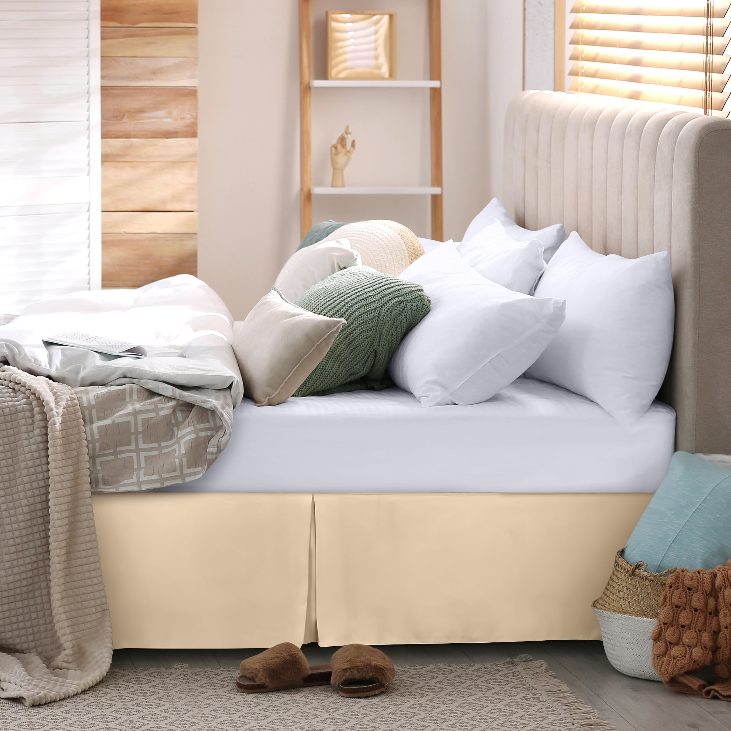 Foto 5 pulgar | Falda De Cama Utopia Bedding Queen, Microfibra, 40 Cm, Caída, Color Beige - Venta Internacional.