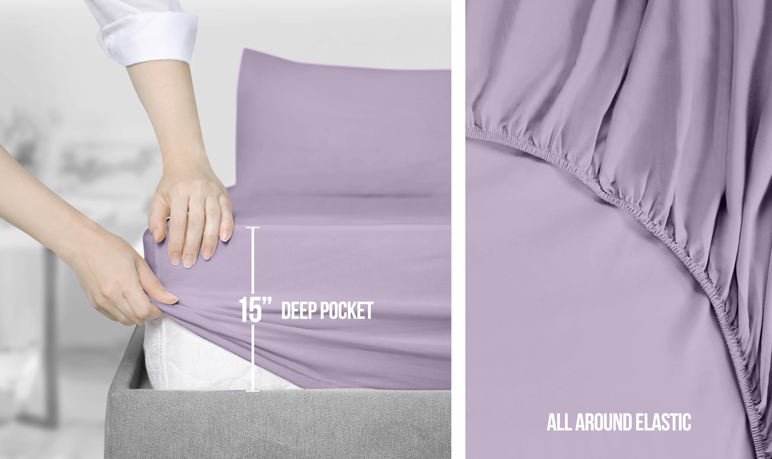 Foto 4 | Juego De Sábanas Utopia Bedding Queen Soft De Microfibra, 4 Piezas, Color Lavanda - Venta Internacional.
