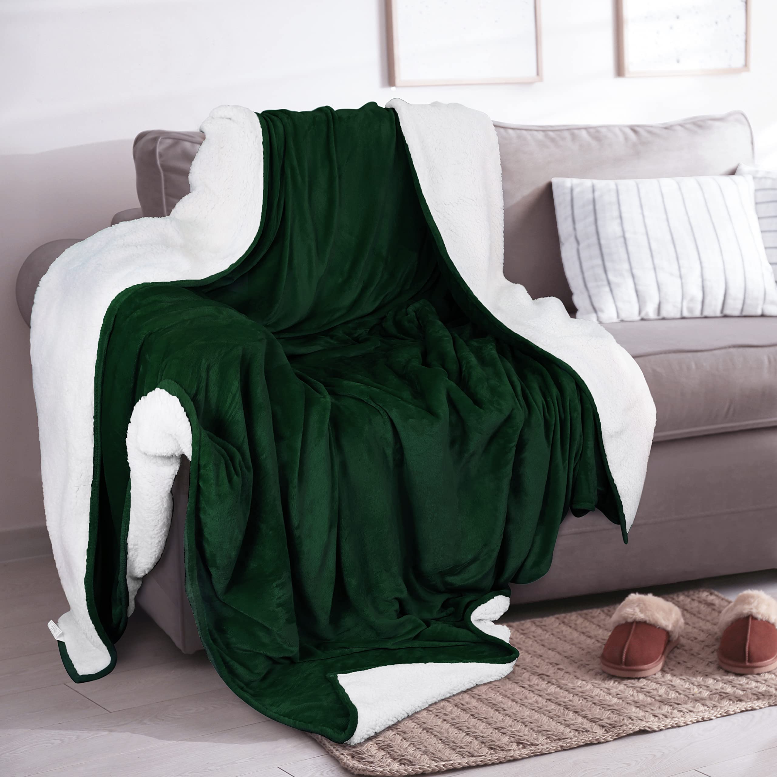 Foto 5 | Manta De Cama Sherpa De Blanket Utopia Bedding, 127 X 152 Cm, Color Verde Bosque - Venta Internacional.