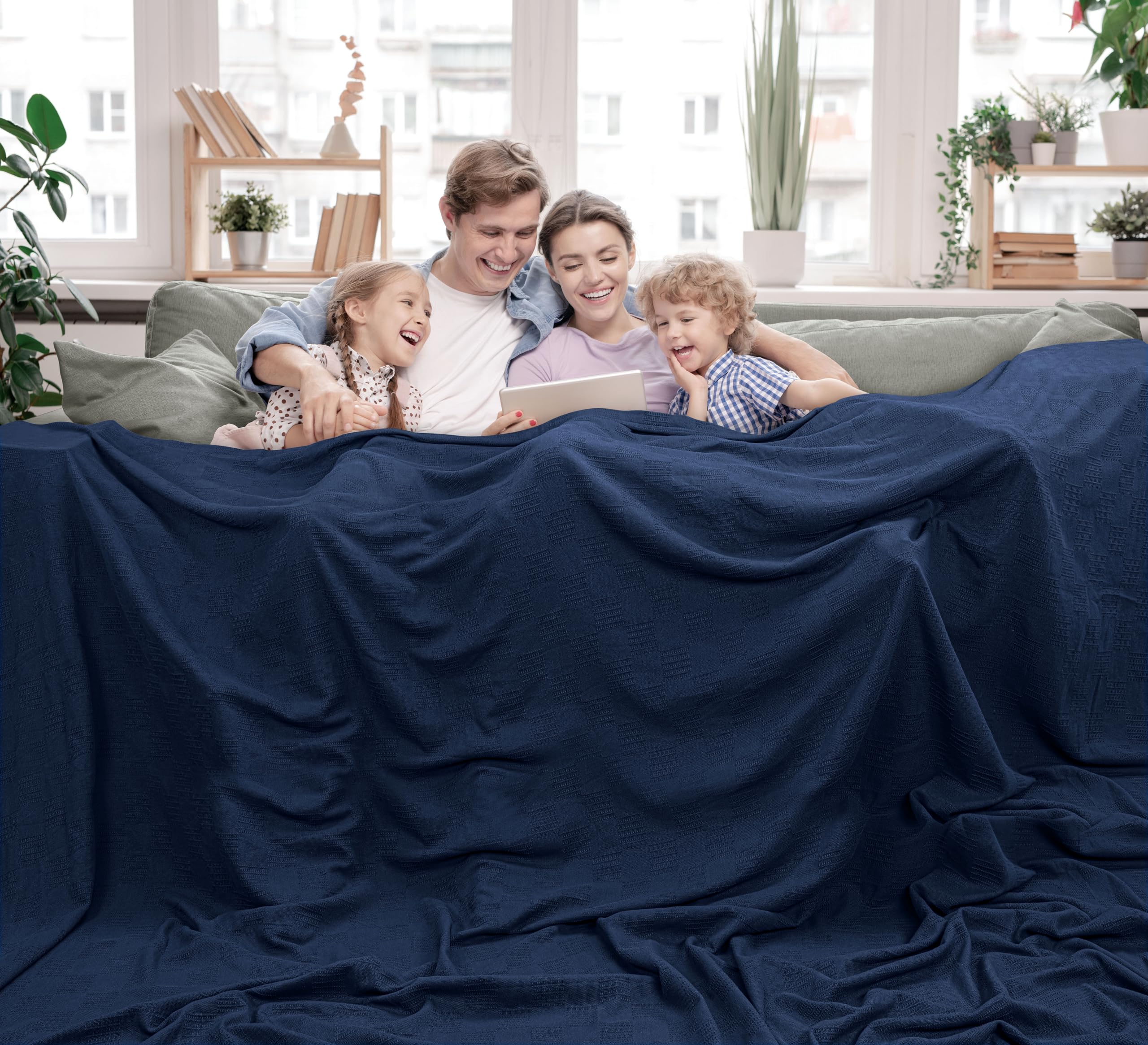 Foto 7 pulgar | Manta Utopia Bedding Azul Marino, 100% Algodón, 350 G/m² [304 X 304 Cm] - Venta Internacional.