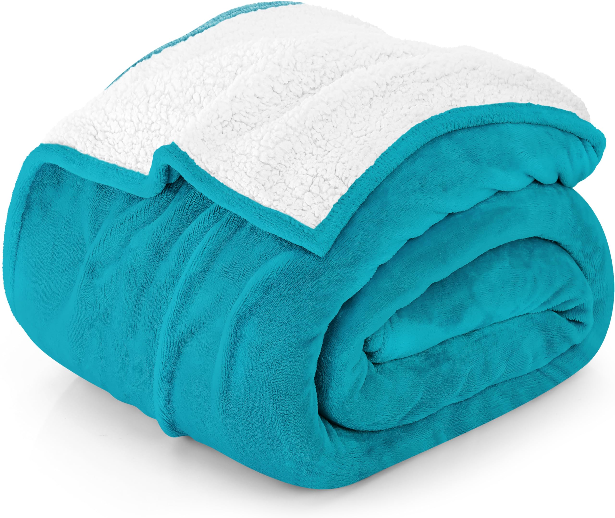 Colcha Utopia, Cama Sherpa, Tamaño Queen, Color Turquesa, 230 X 230 Cm - Venta Internacional.