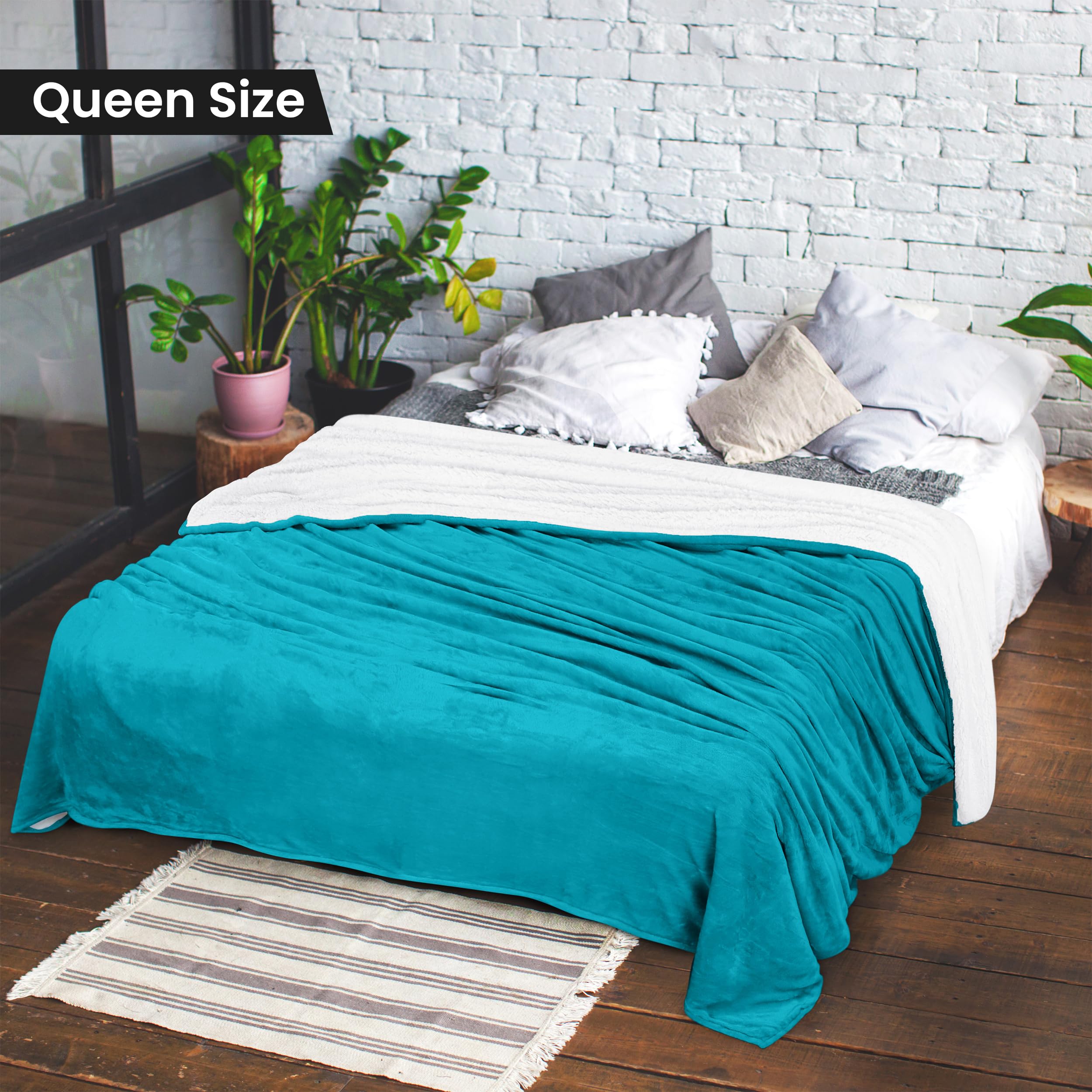 Foto 3 pulgar | Colcha Utopia, Cama Sherpa, Tamaño Queen, Color Turquesa, 230 X 230 Cm - Venta Internacional.