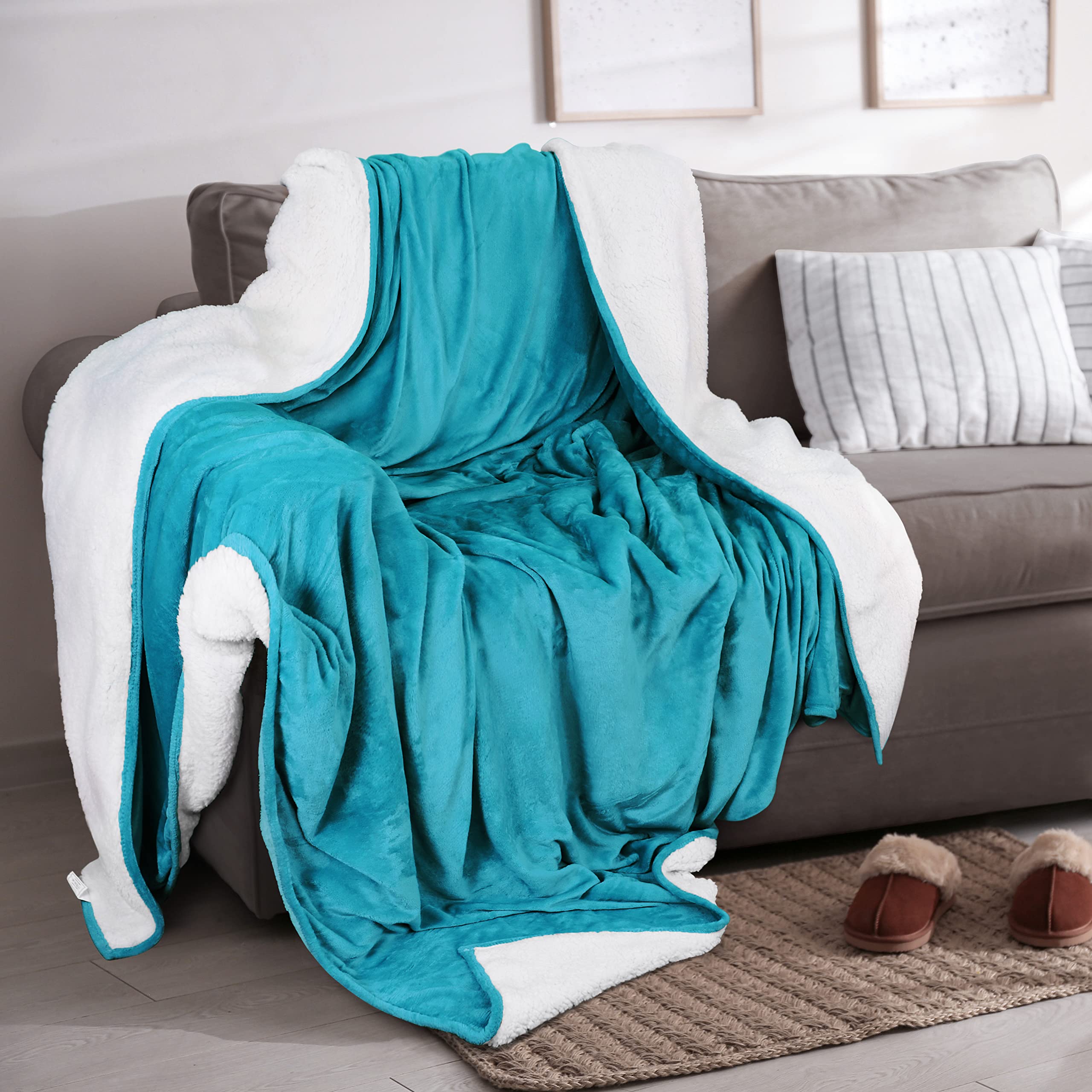 Foto 6 pulgar | Colcha Utopia, Cama Sherpa, Tamaño Queen, Color Turquesa, 230 X 230 Cm - Venta Internacional.
