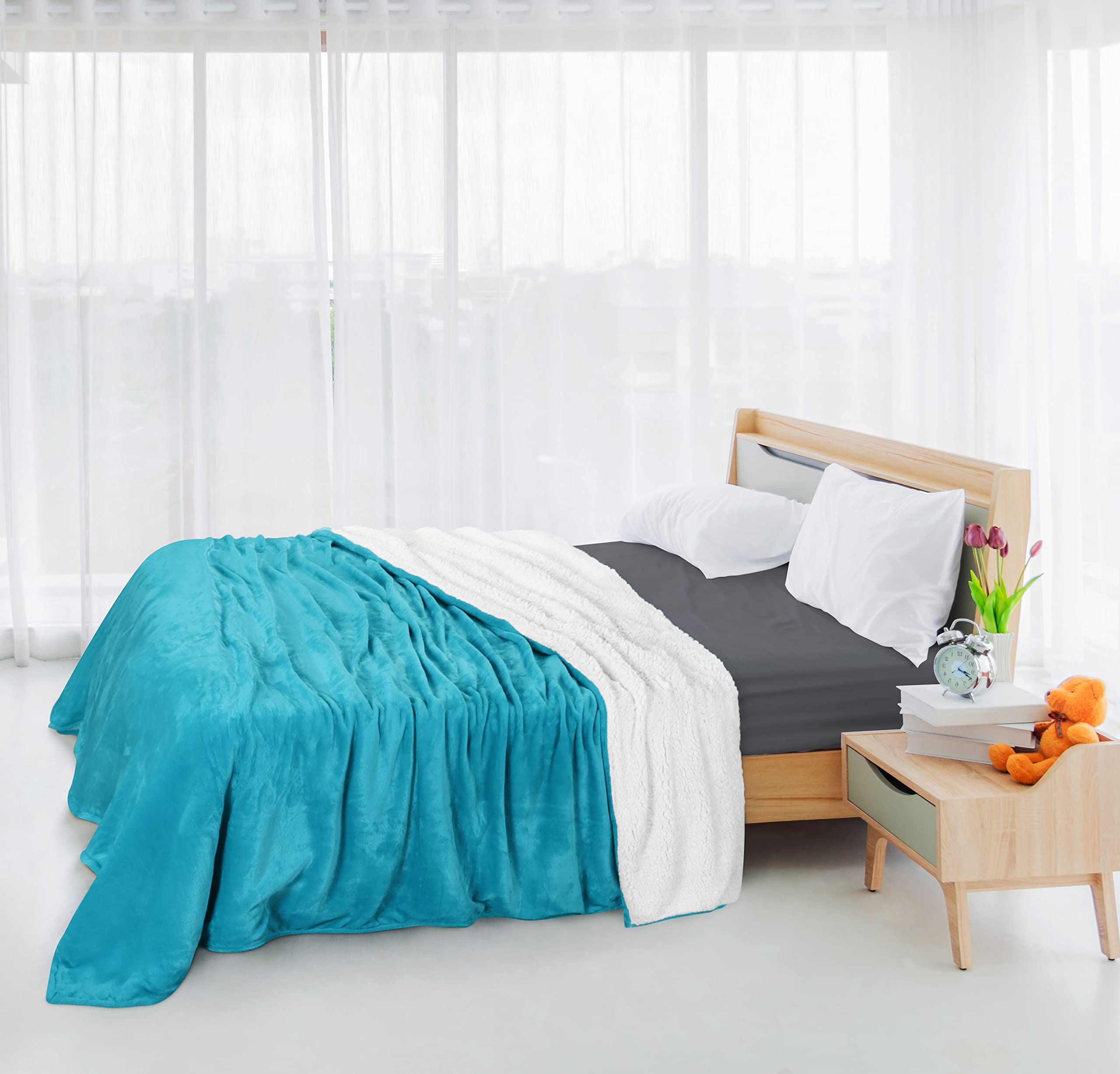 Foto 7 | Colcha Utopia, Cama Sherpa, Tamaño Queen, Color Turquesa, 230 X 230 Cm - Venta Internacional.